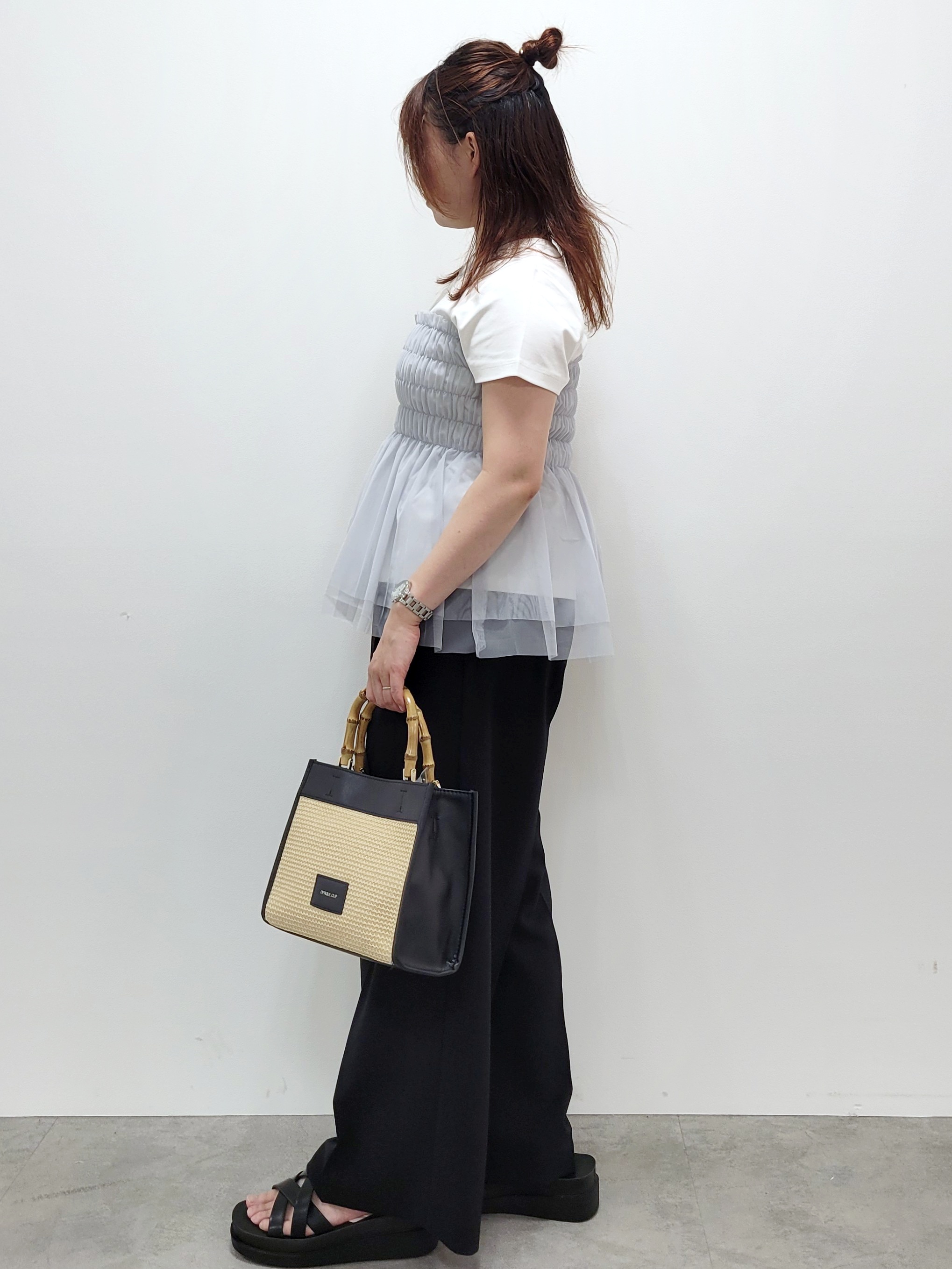 kinaさんの「index｜チュールペプラムトップス【洗濯機OK／接触冷感／UVケア】」を使ったコーディネート