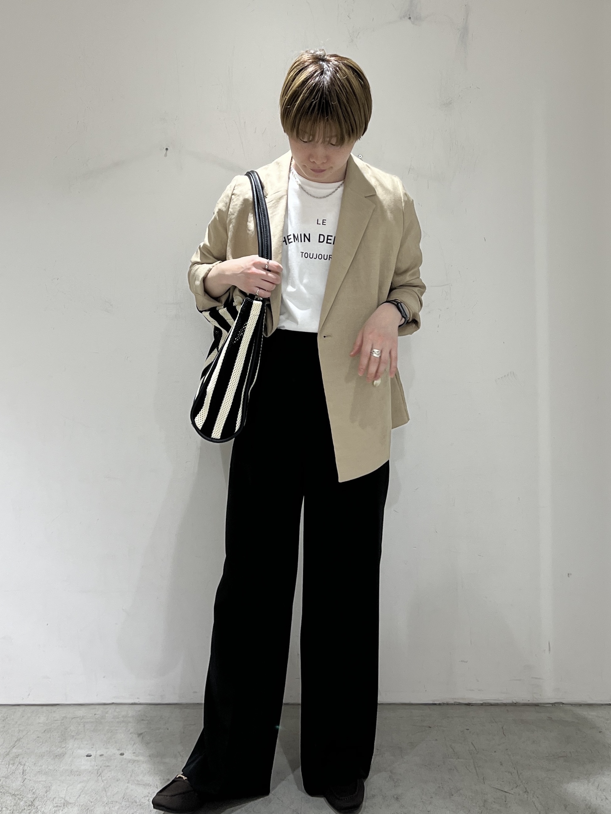 JINさんの「OPAQUE.CLIP｜【UV／接触冷感】ダブルブレストジャケット《防シワ加工／洗える》」を使ったコーディネート