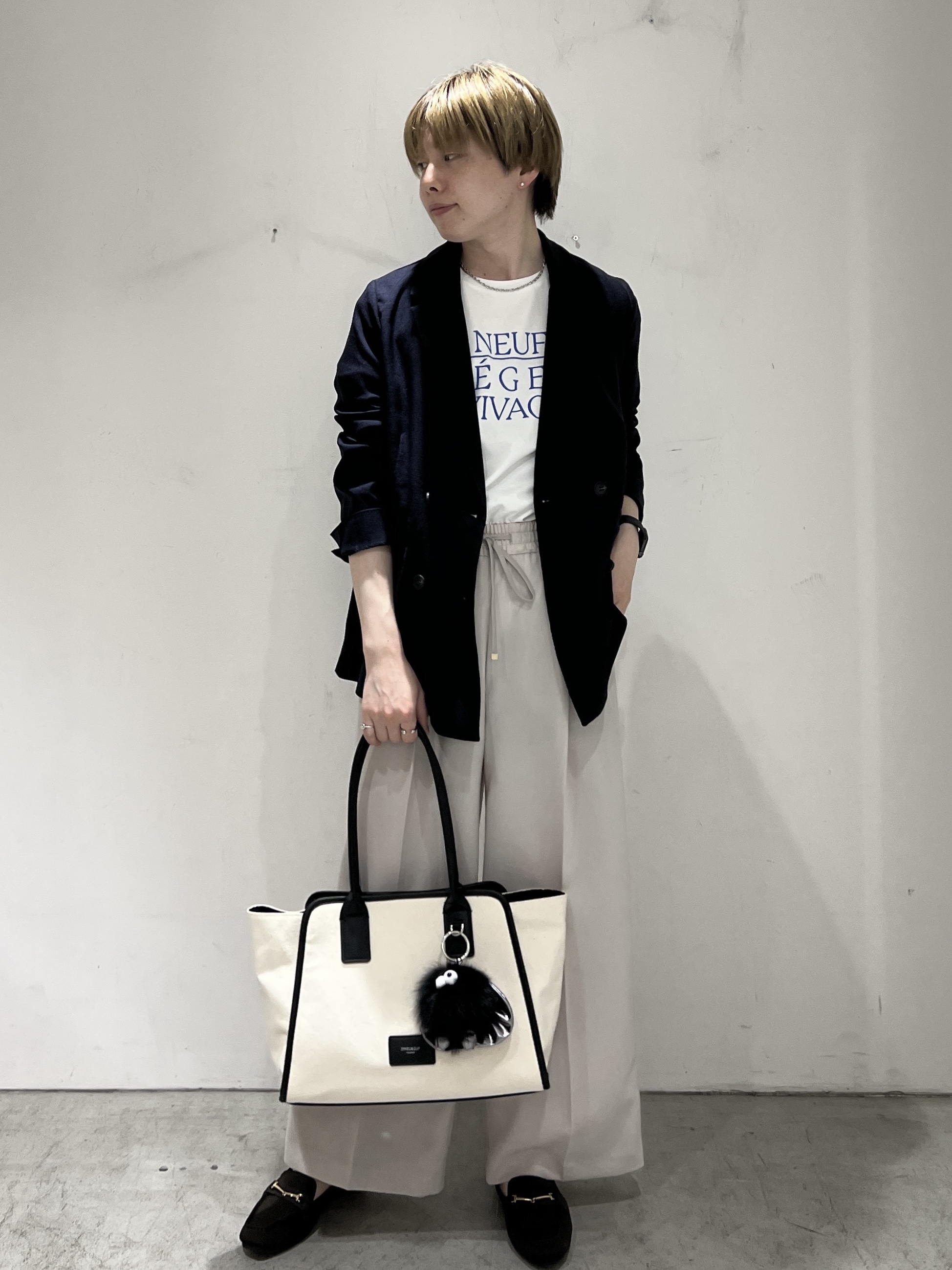 JINさんの「OPAQUE.CLIP｜【UV／接触冷感】ダブルブレストジャケット《防シワ加工／洗える》」を使ったコーディネート