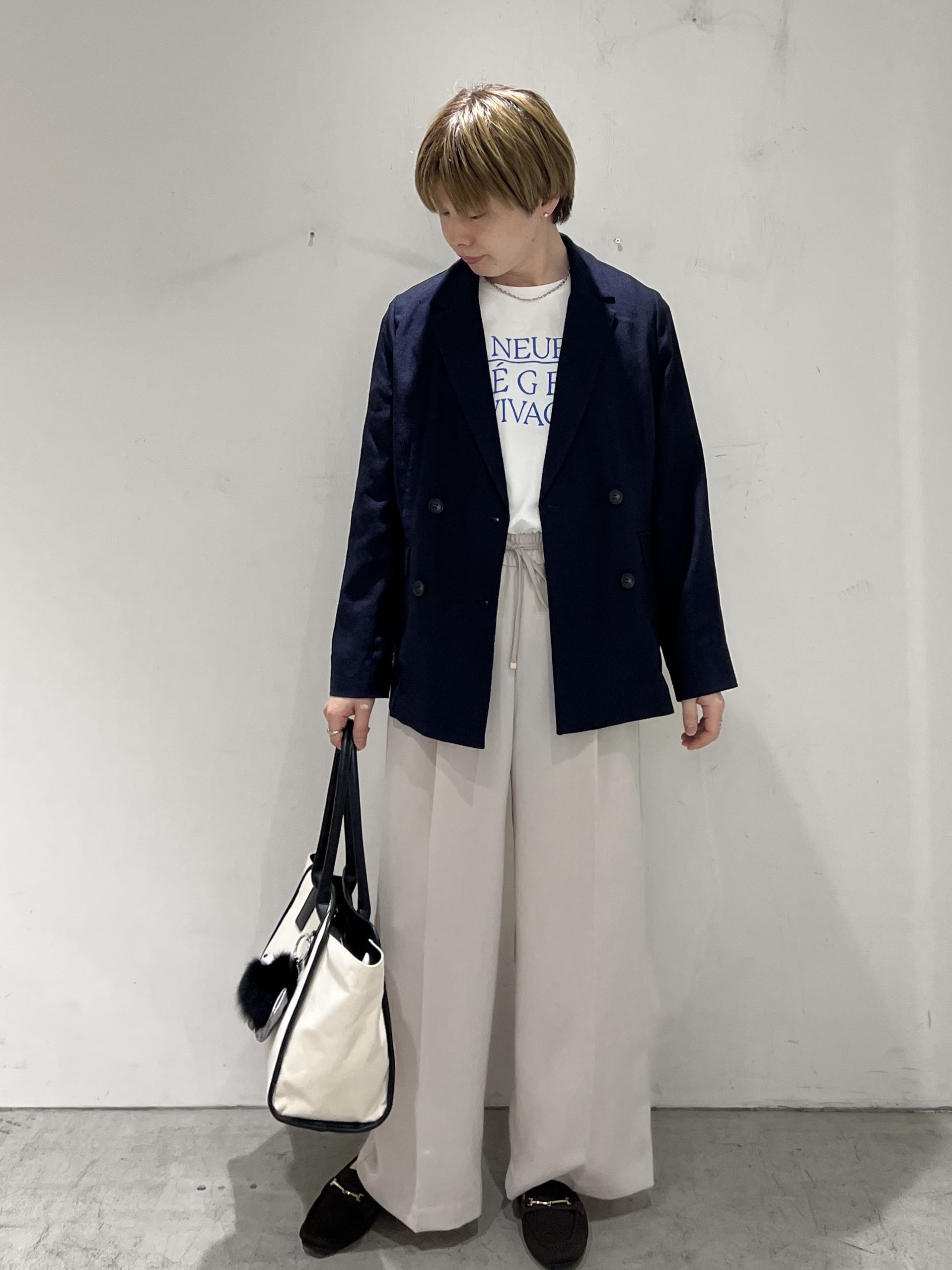 JINさんの「OPAQUE.CLIP｜【UV／接触冷感】ダブルブレストジャケット《防シワ加工／洗える》」を使ったコーディネート