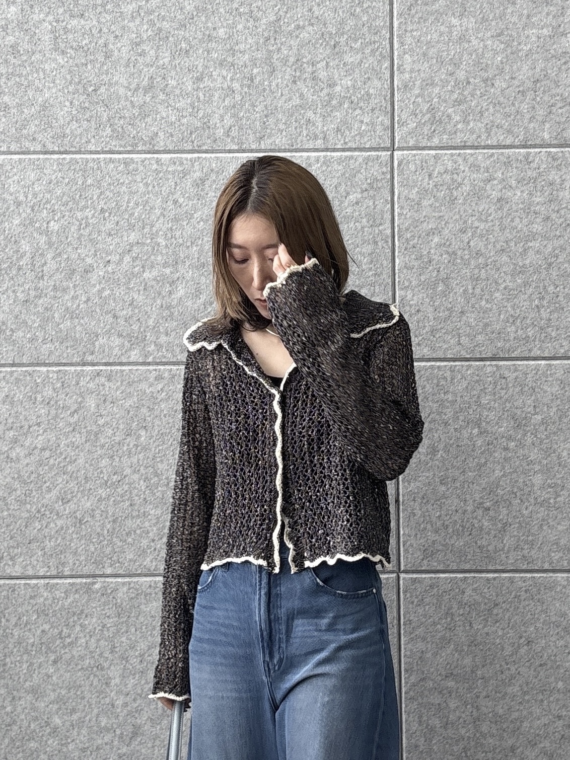 kotakiさんの「INDIVI｜【一部店舗限定】ネップメッシュカーディガン」を使ったコーディネート