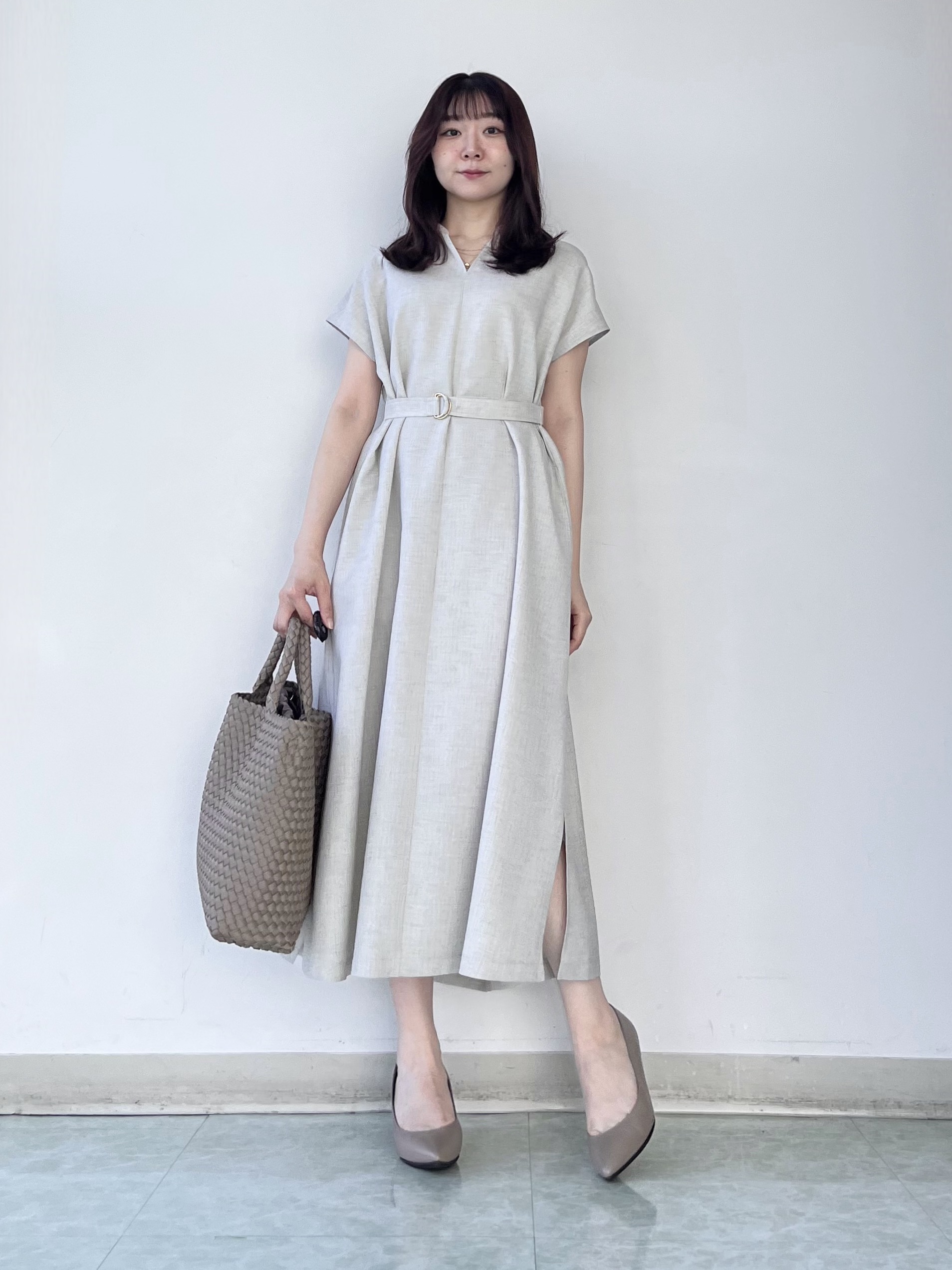 KAHOさんの「UNTITLED｜【UV/接触冷感/遮熱/通気性】スラブバンドカラーワンピース」を使ったコーディネート
