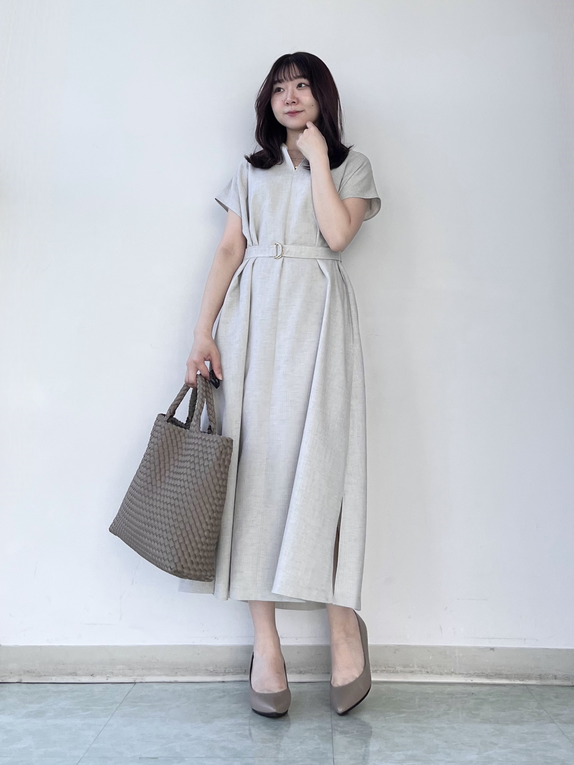 KAHOさんの「UNTITLED｜【UV/接触冷感/遮熱/通気性】スラブバンドカラーワンピース」を使ったコーディネート