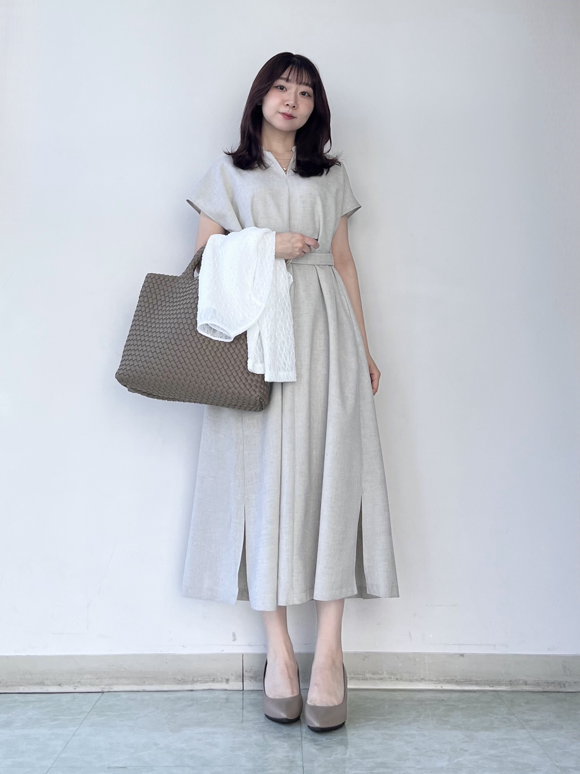 KAHOさんの「UNTITLED｜【UV/接触冷感/遮熱/通気性】スラブバンドカラーワンピース」を使ったコーディネート