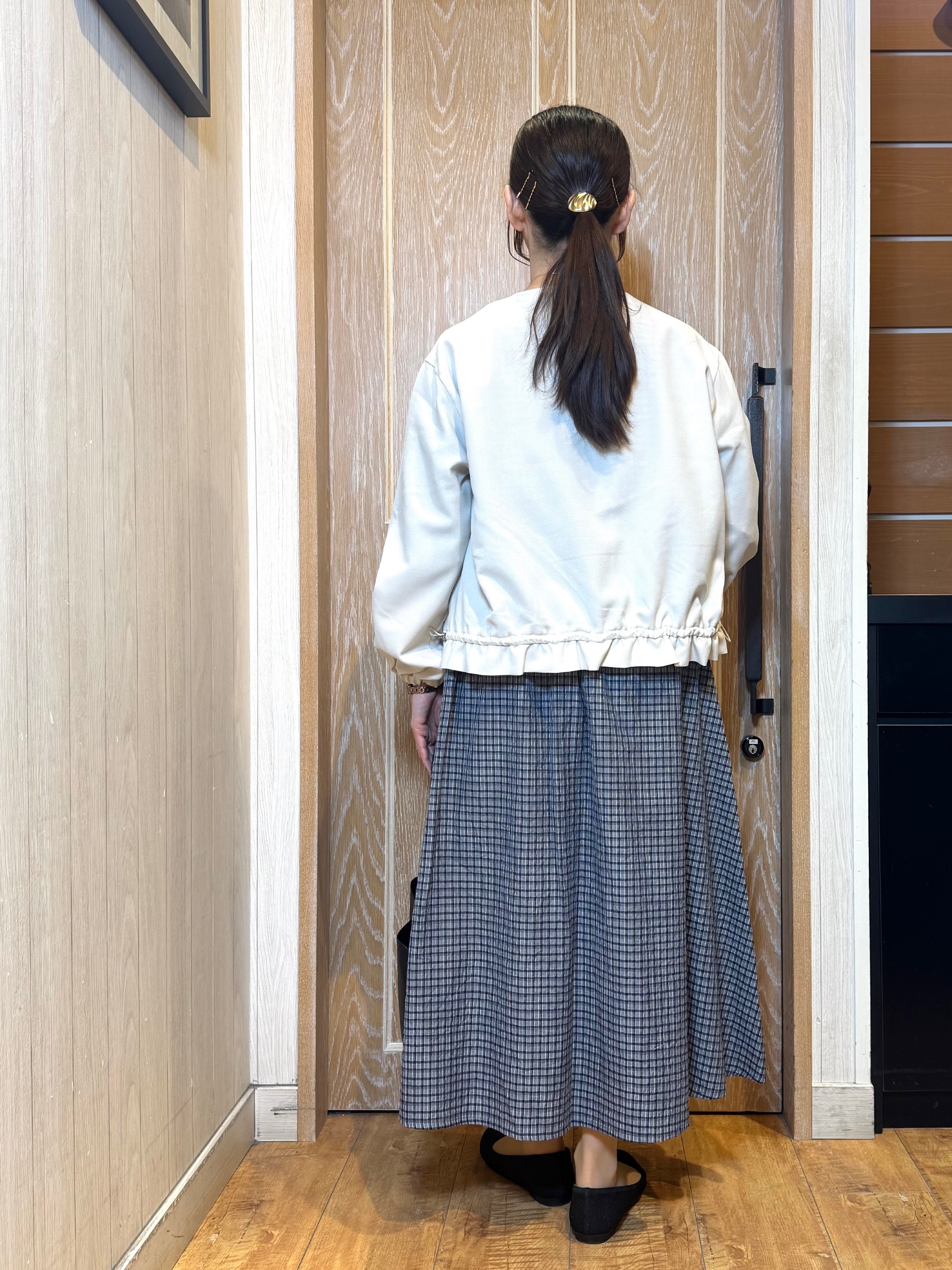 KAORIさんの「SHOO･LA･RUE｜【セットアップ可/洗濯機可】上品チェックが好印象 ゆるさら6分袖ブラウス」を使ったコーディネート