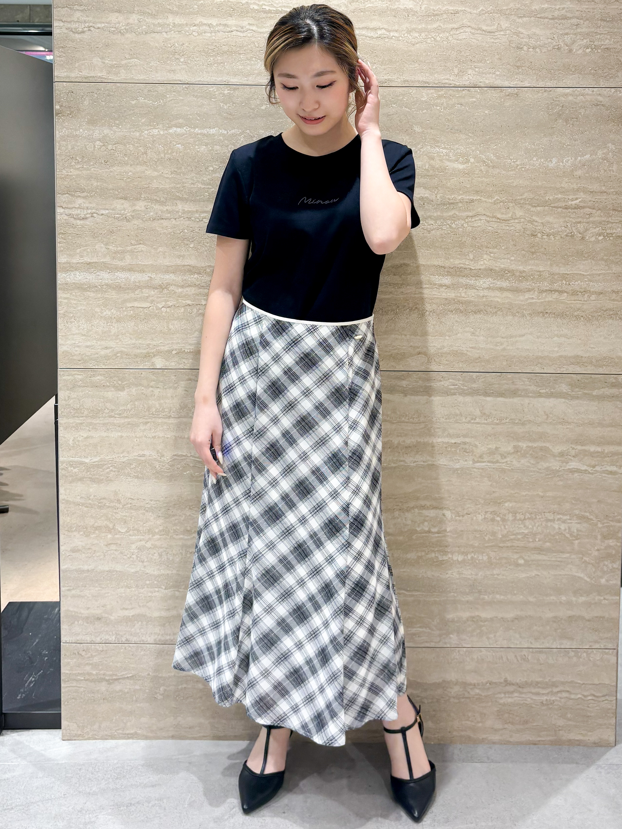 ふうかさんの「index｜【UVケア／接触冷感】フロントロゴ刺繍Tシャツ《洗濯機OK／S-3L／7col》」を使ったコーディネート