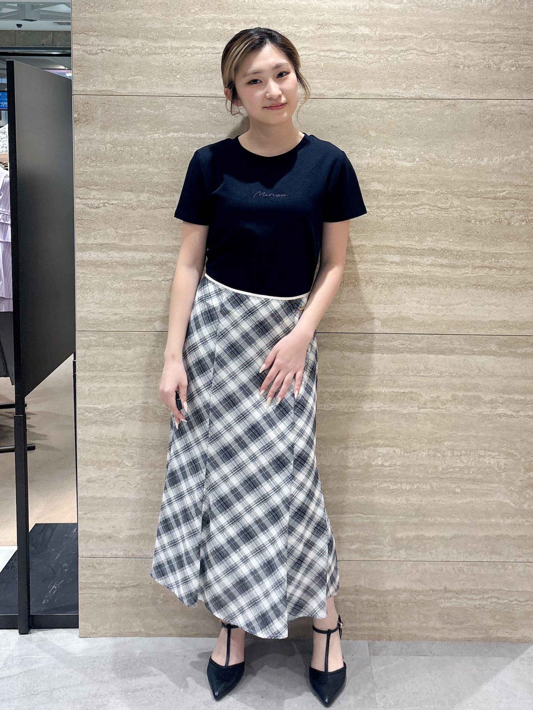 ふうかさんの「index｜【UVケア／接触冷感】フロントロゴ刺繍Tシャツ《洗濯機OK／S-3L／7col》」を使ったコーディネート
