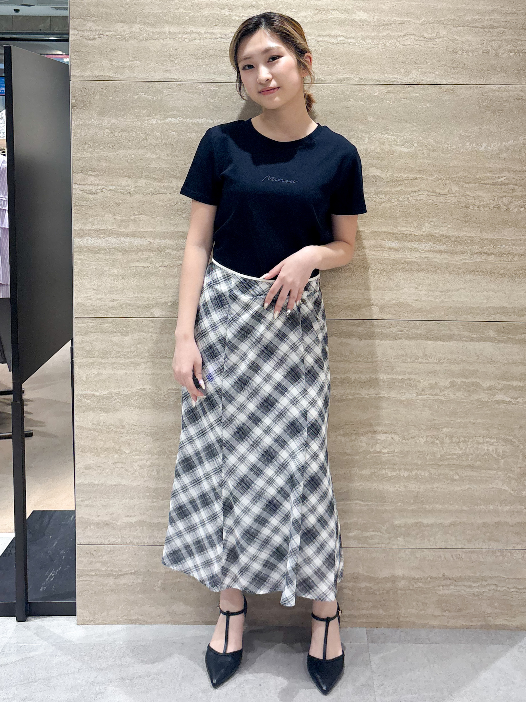 ふうかさんの「index｜【UVケア／接触冷感】フロントロゴ刺繍Tシャツ《洗濯機OK／S-3L／7col》」を使ったコーディネート