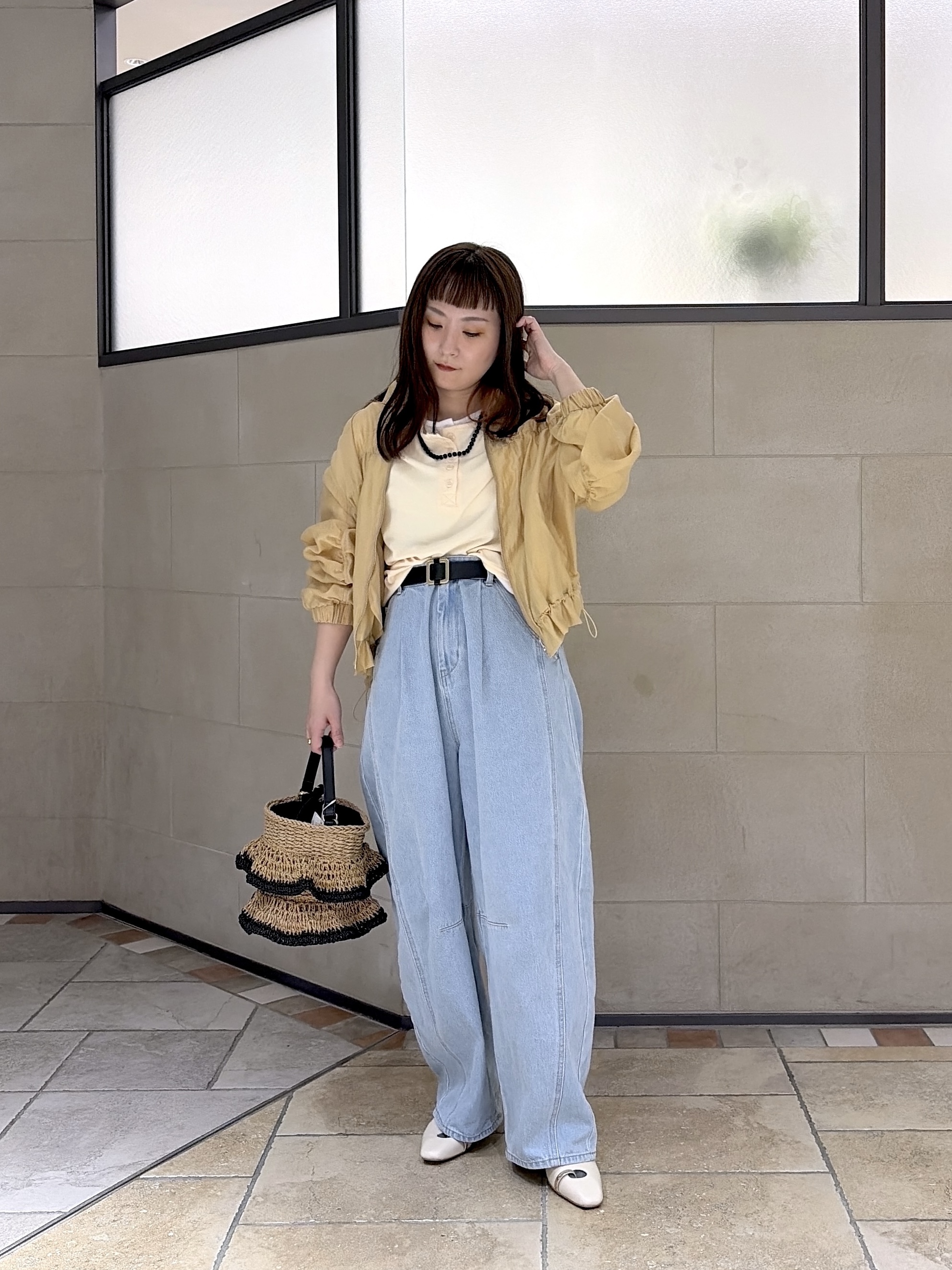 よねさんの「INDIVI｜シアーシャーリングブルゾン」を使ったコーディネート