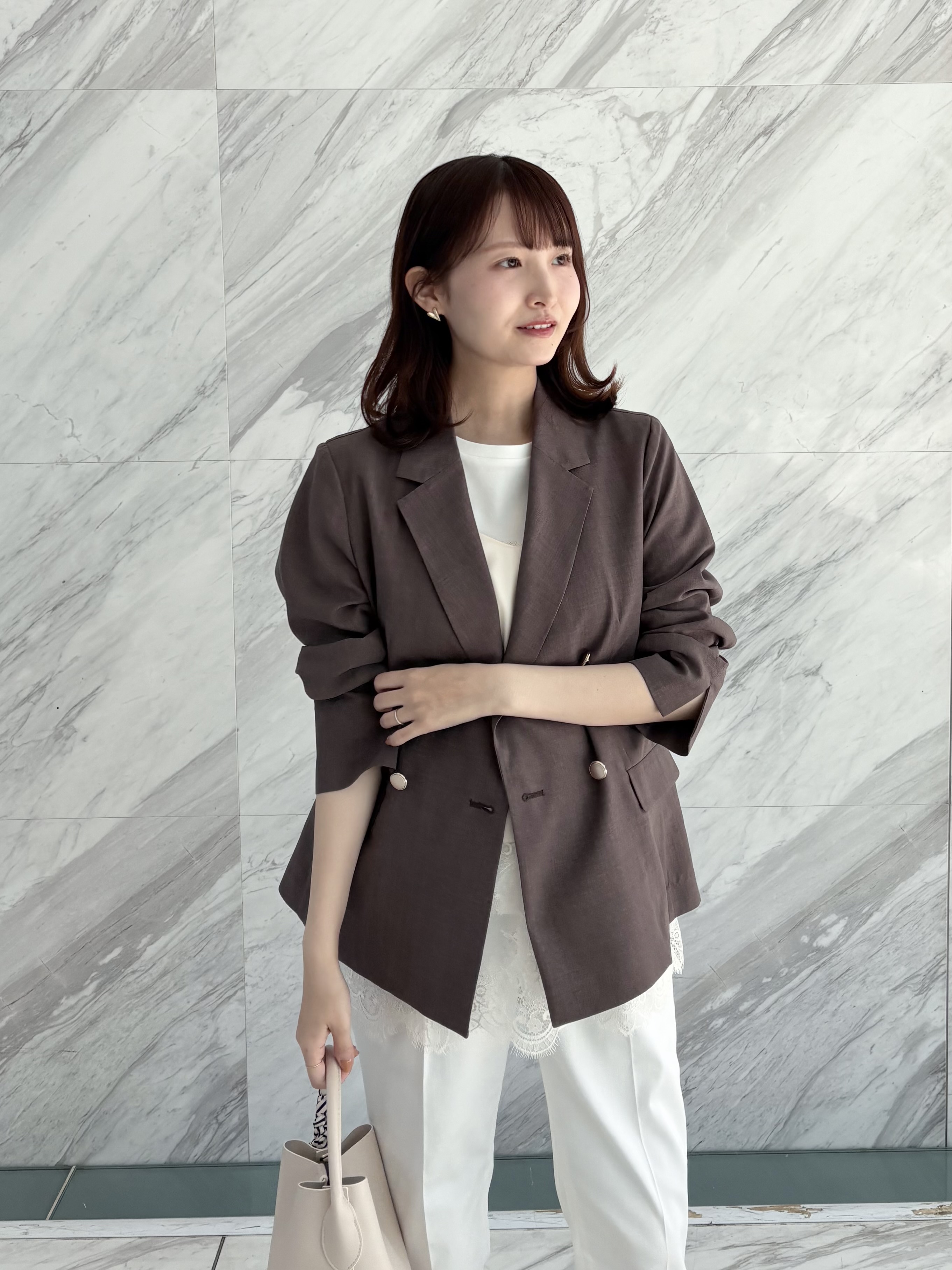 みさかさんの「index｜《再入荷》ダブルブレストテーラードジャケット【接触冷感／吸水速乾／イージーアイロン／防シワ／洗濯機O」を使ったコーディネート