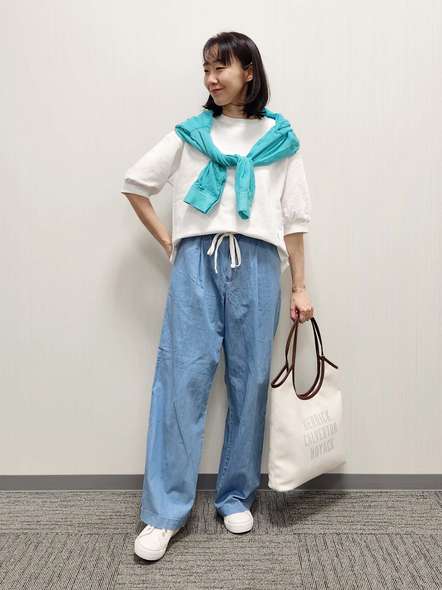 naraさんの「Dessin｜【360度可愛い】バックヘンリーカットソー5分袖」を使ったコーディネート