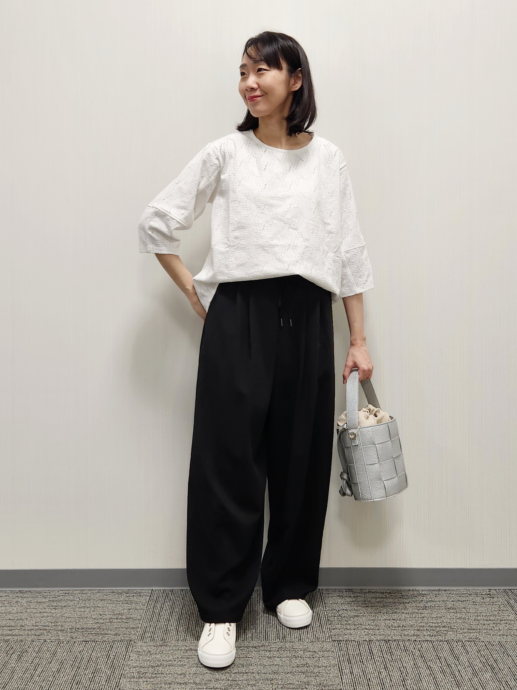 naraさんの「Dessin｜【洗える】七分袖レースカットソー」を使ったコーディネート
