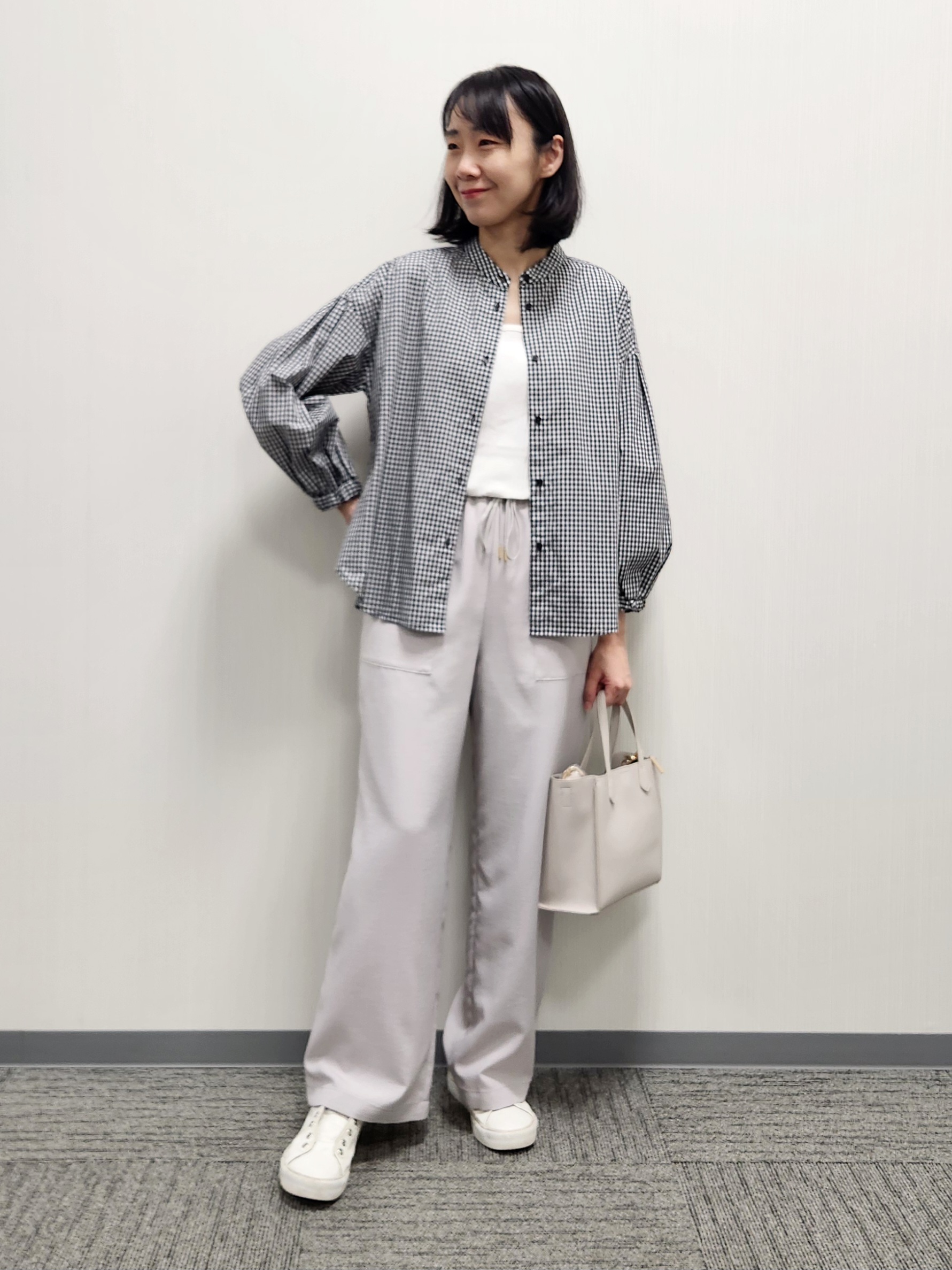 naraさんの「Dessin｜【洗える】バルーンスリーブバンドカラーシャツ」を使ったコーディネート