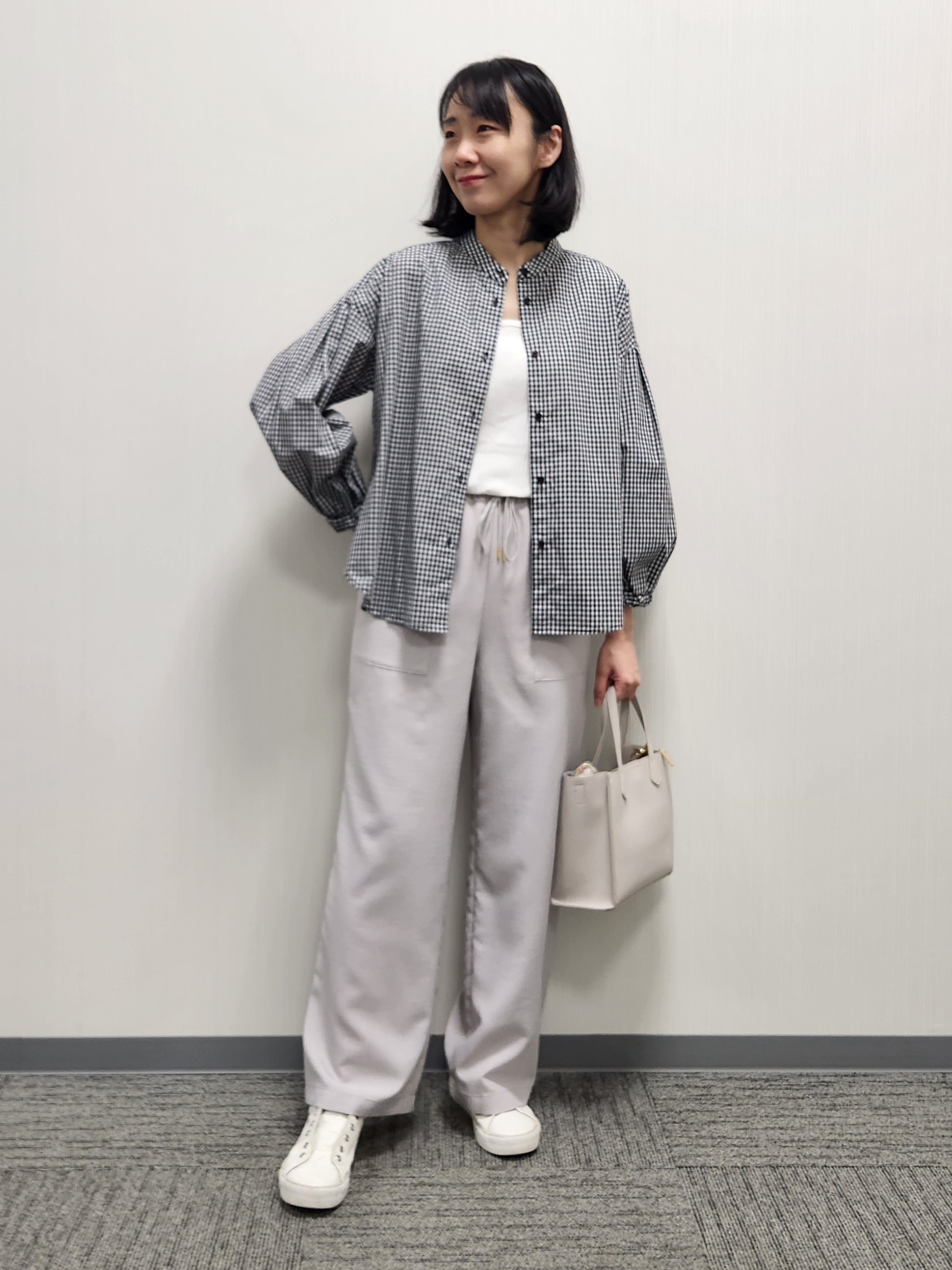 naraさんの「Dessin｜【洗える】バルーンスリーブバンドカラーシャツ」を使ったコーディネート