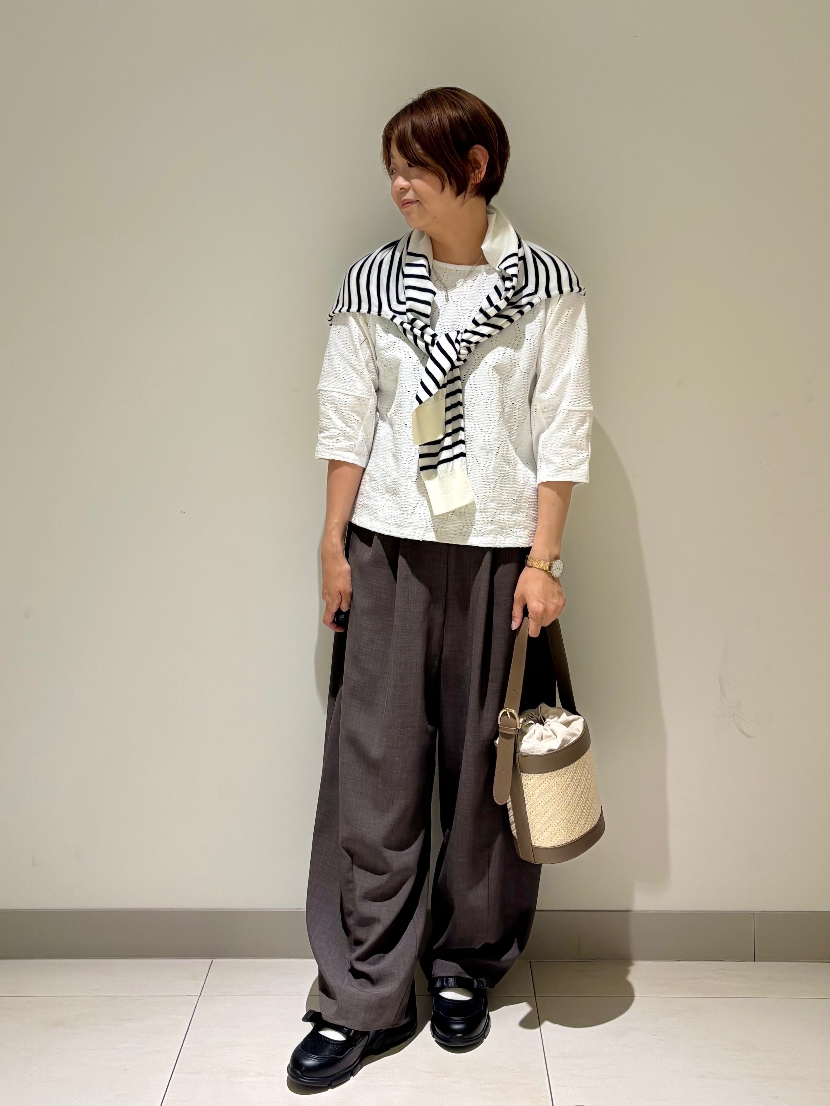Haruさんの「Dessin｜【洗える】七分袖レースカットソー」を使ったコーディネート
