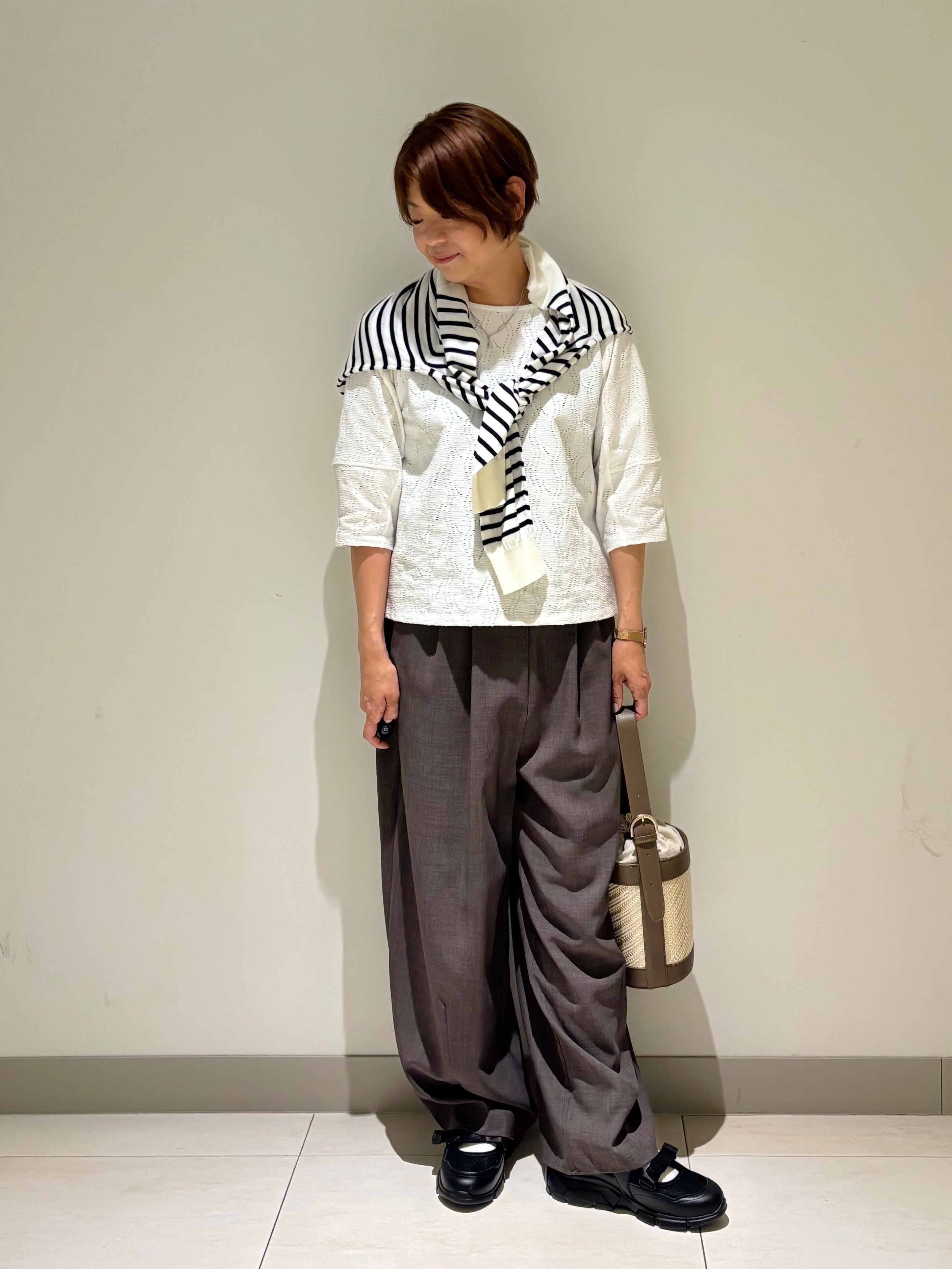 Haruさんの「Dessin｜【洗える】七分袖レースカットソー」を使ったコーディネート