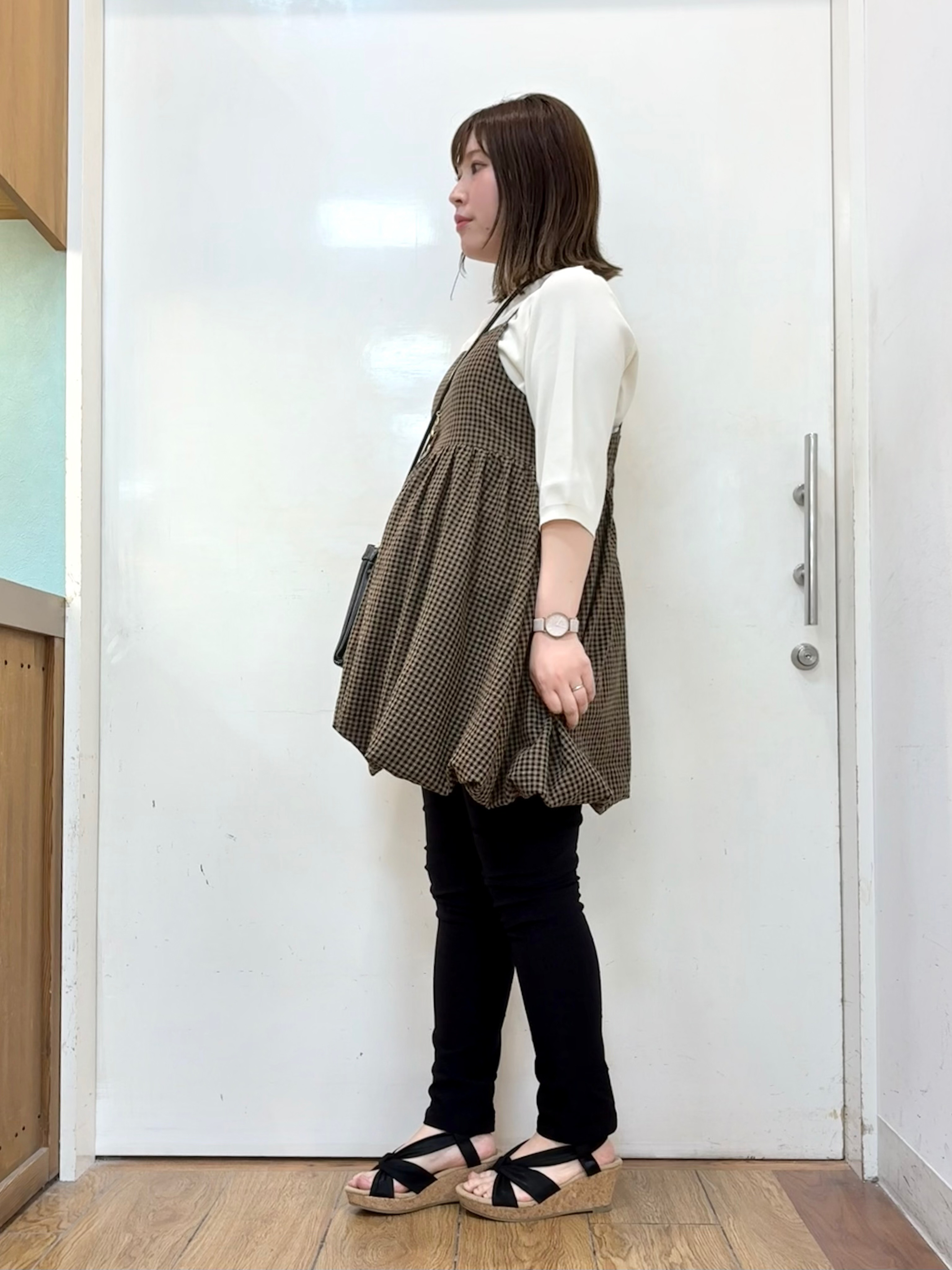 だいわさんの「SHOO･LA･RUE｜【毎日洗える/S-LL/UV】上半身すっきり 二の腕見せない5分袖ニット」を使ったコーディネート