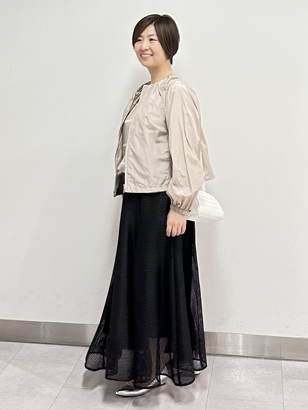 みなこさんの「UNTITLED｜【11色展開/体型カバー】前後2WAYフレンチスリーブニット」を使ったコーディネート