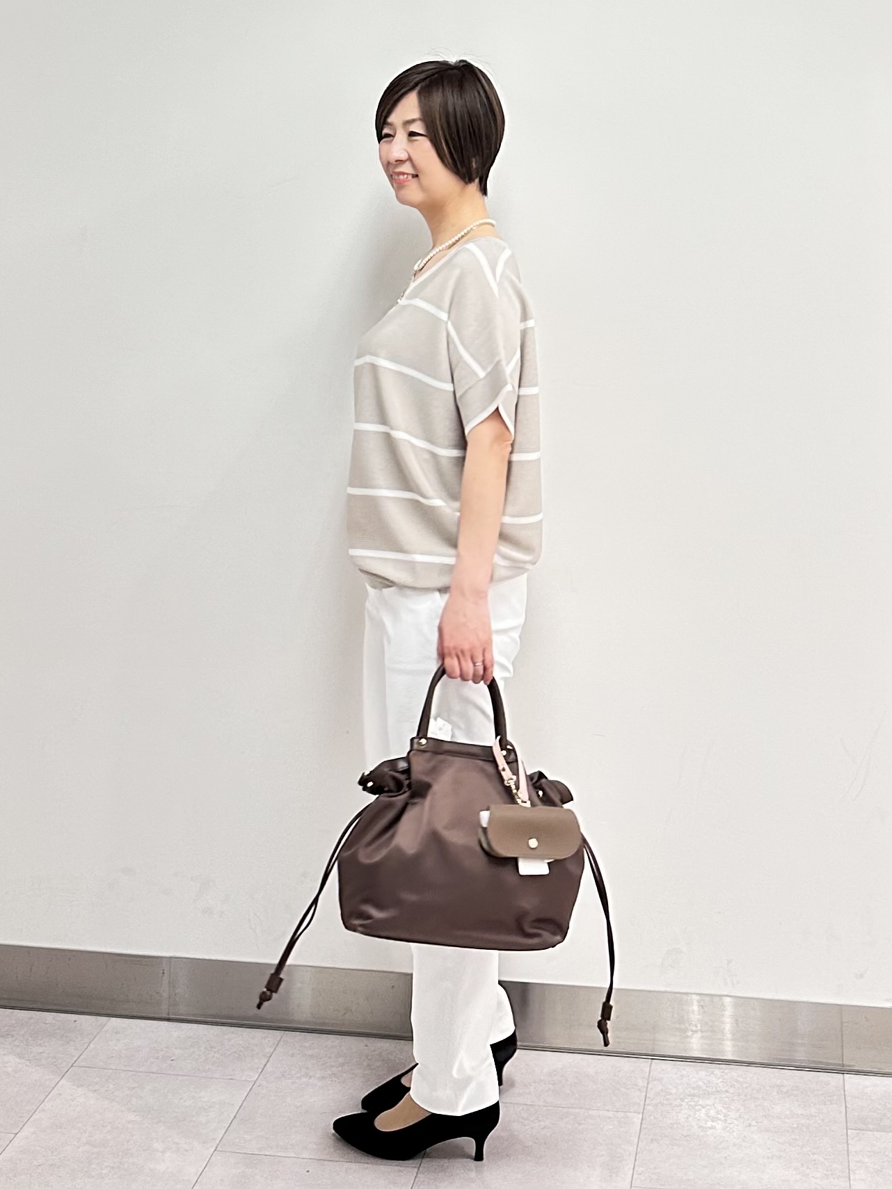 みなこさんの「UNTITLED｜【11色展開/体型カバー】前後2WAYフレンチスリーブニット」を使ったコーディネート