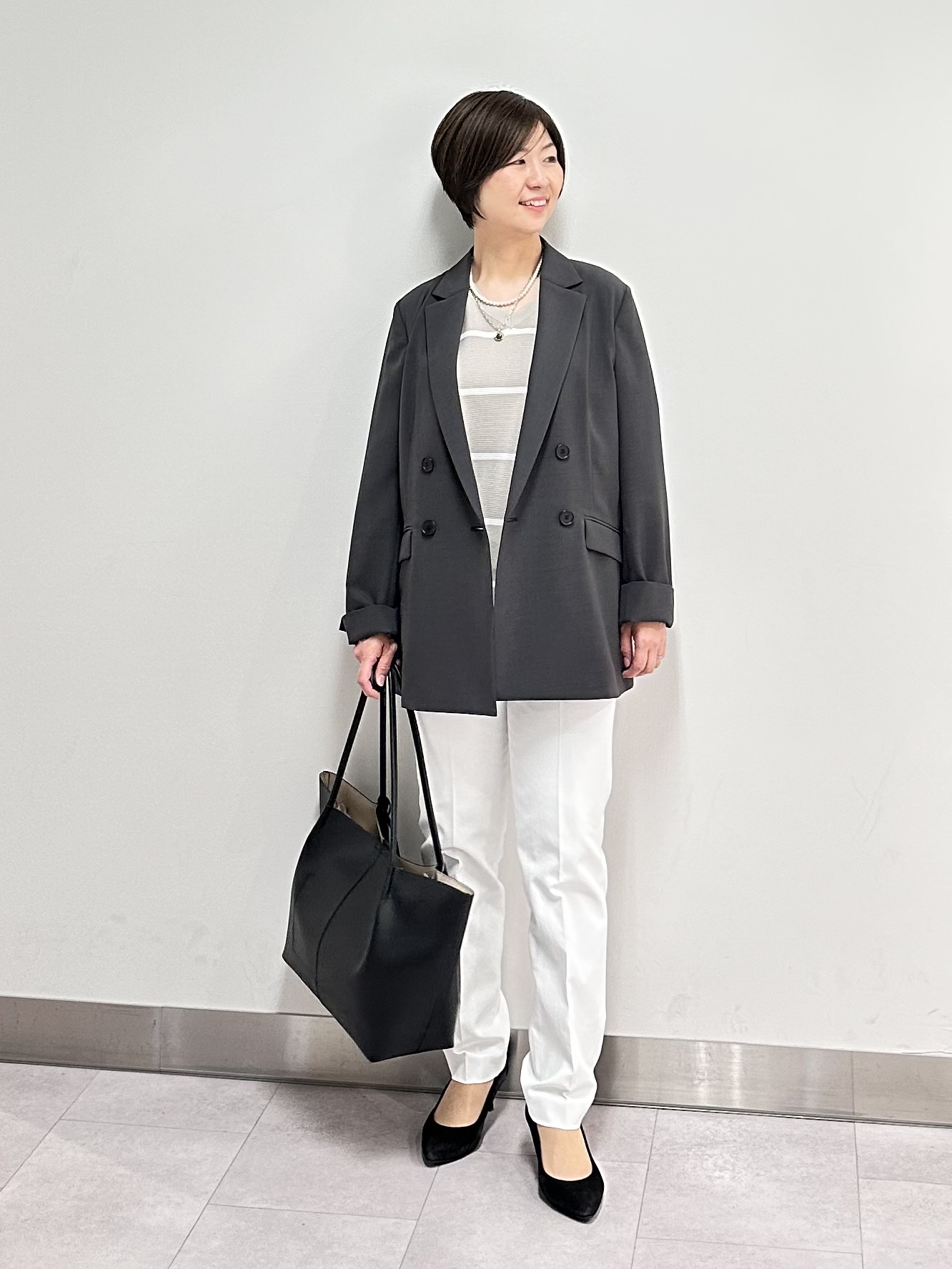 みなこさんの「UNTITLED｜【11色展開/体型カバー】前後2WAYフレンチスリーブニット」を使ったコーディネート