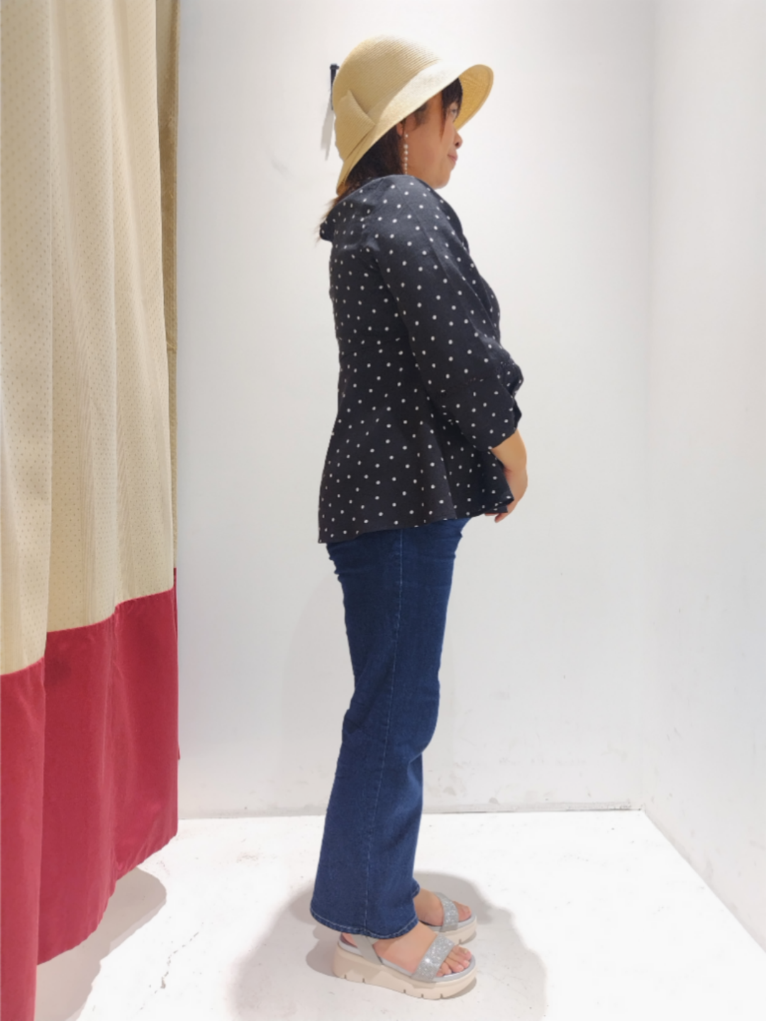 satsukiさんの「grove｜【UVカット・体型カバーも叶う】麻調メッシュランタンスリーブブラウス」を使ったコーディネート