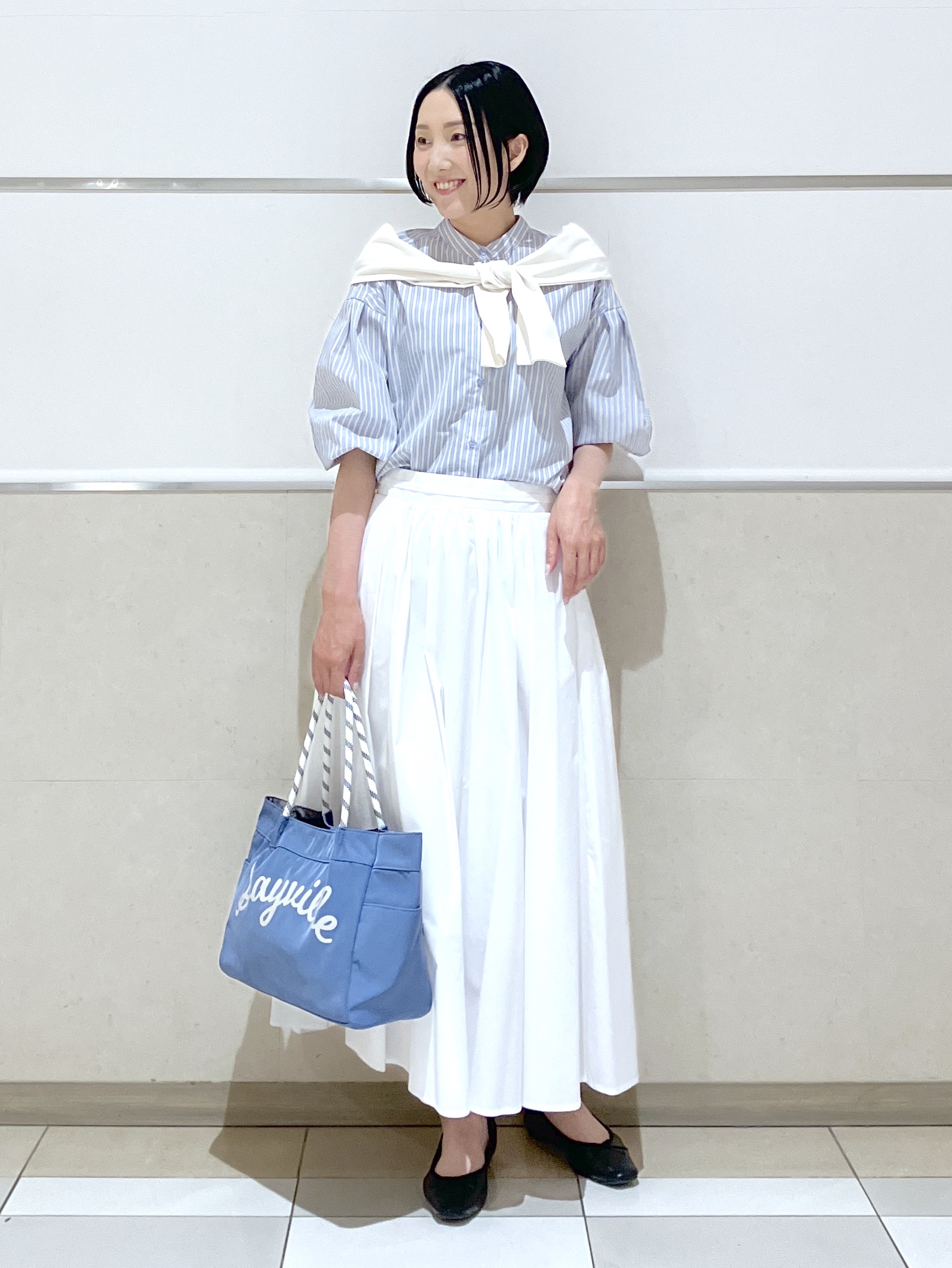 eriko さんの「Dessin｜【洗える】バルーンスリーブバンドカラーシャツ」を使ったコーディネート