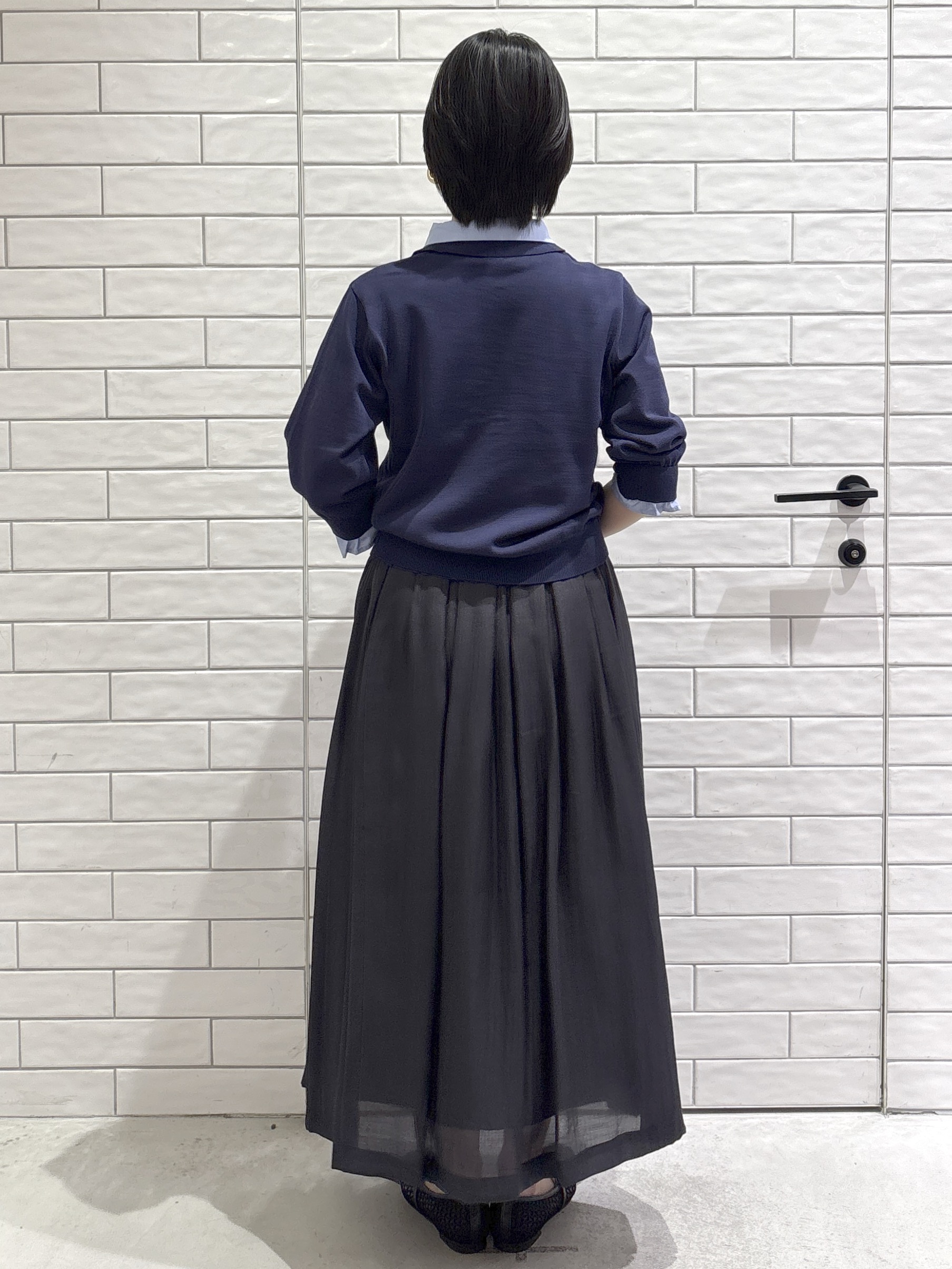 ayumiさんの「OPAQUE.CLIP｜シャツレイヤード風ポロニット【洗濯機OK】」を使ったコーディネート
