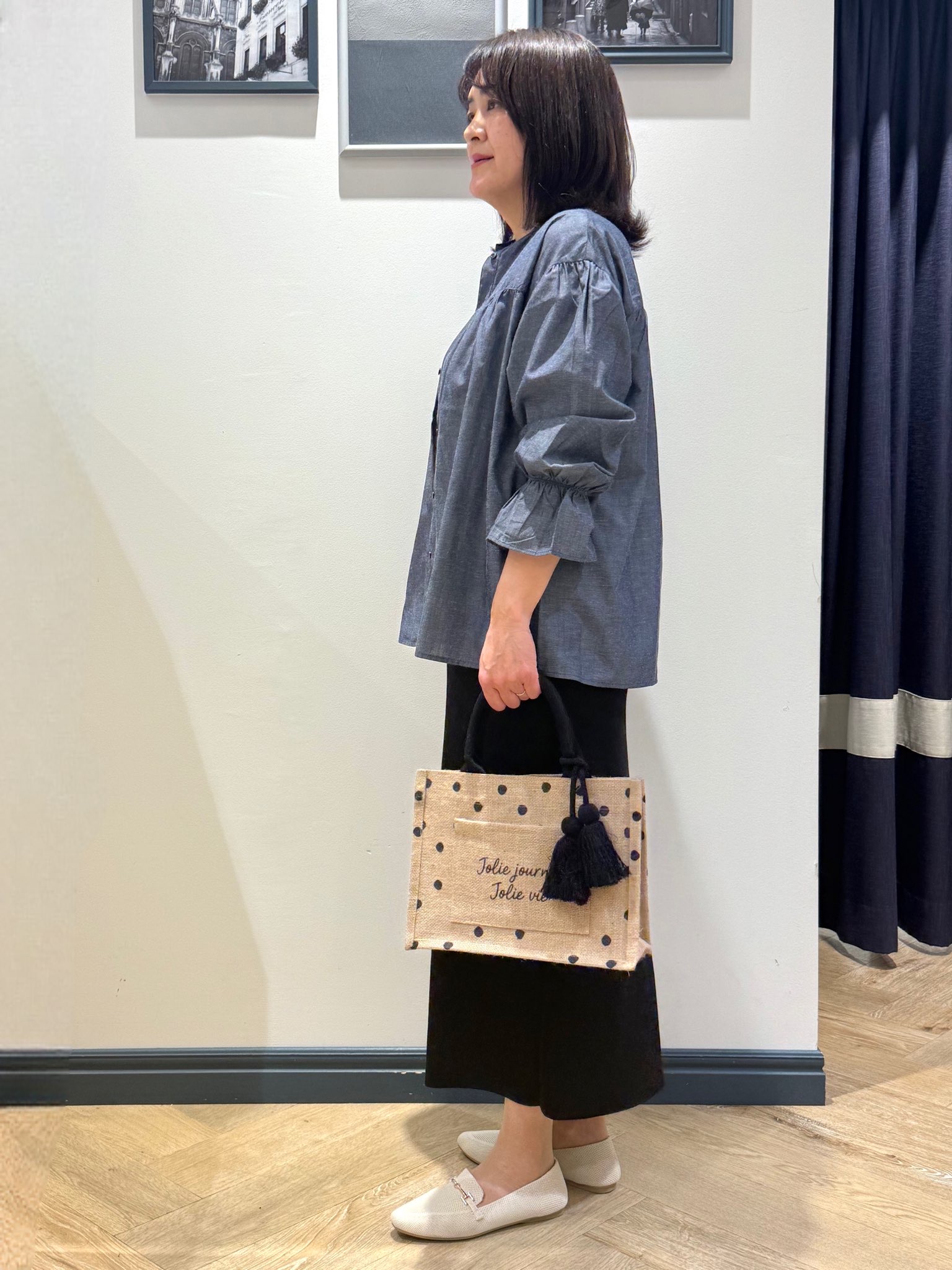 Lilyさんの「grove｜【イージーケア】麻混スタンドギャザーシャツ」を使ったコーディネート
