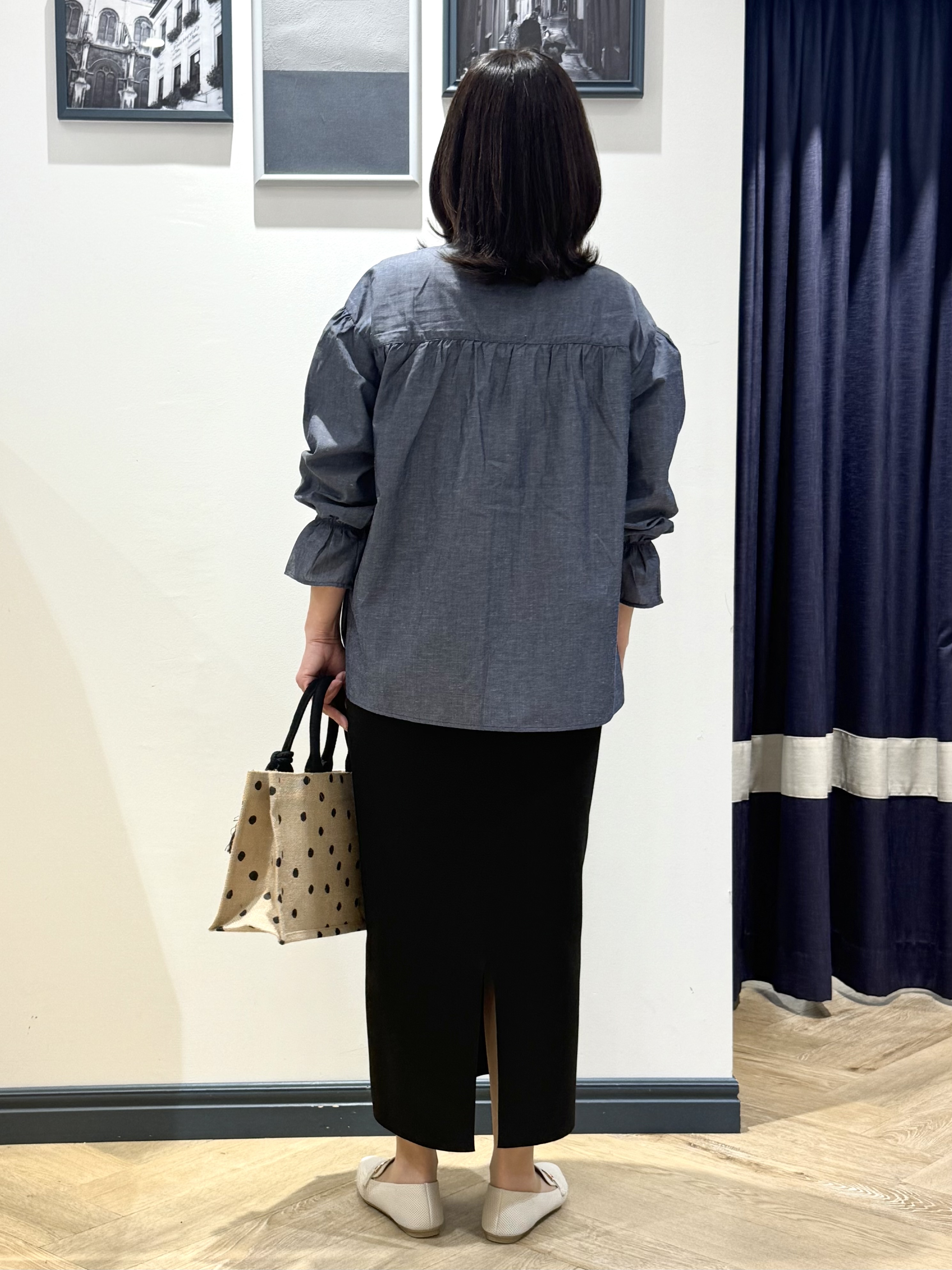 Lilyさんの「grove｜【イージーケア】麻混スタンドギャザーシャツ」を使ったコーディネート
