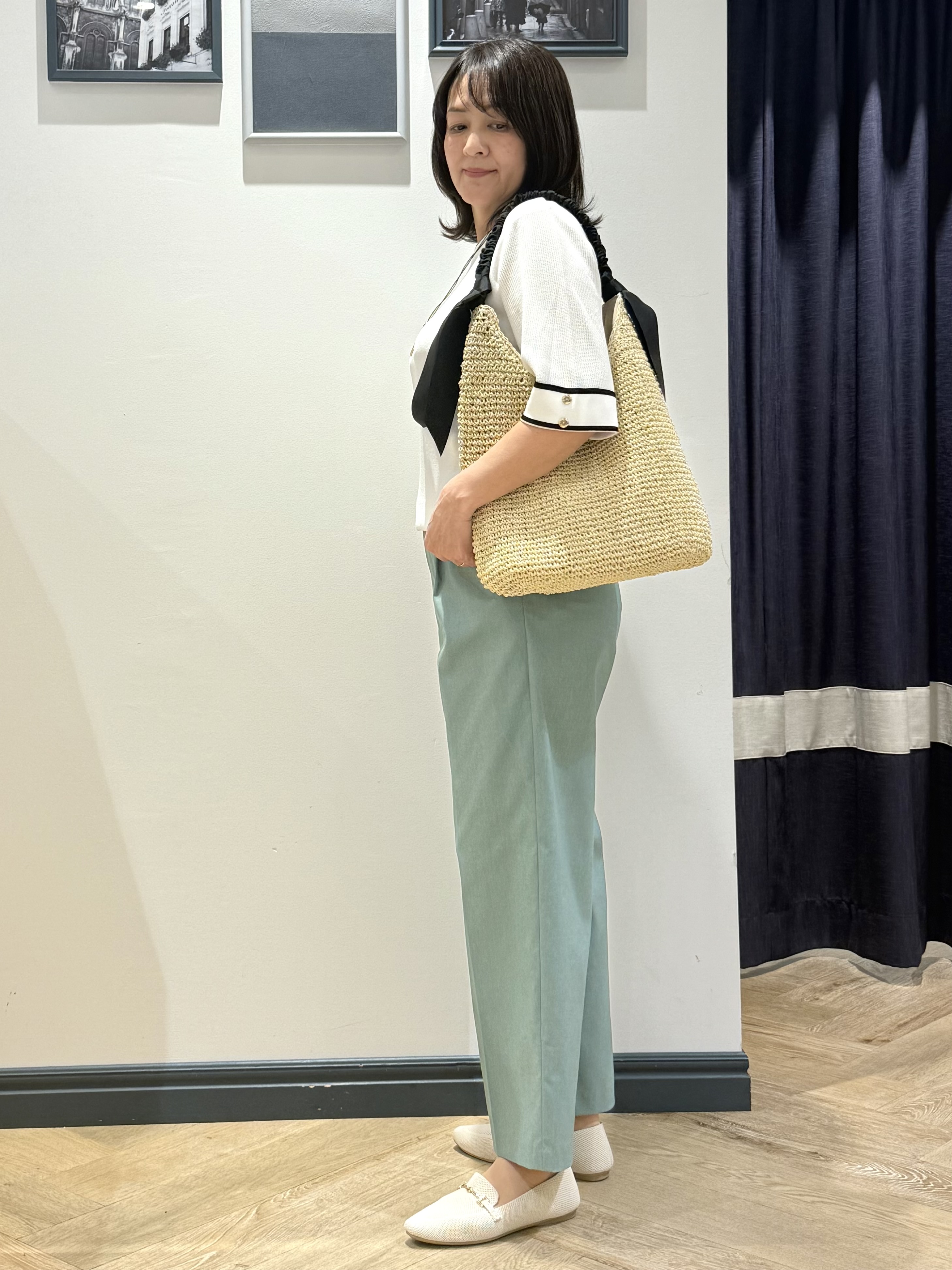 Lilyさんの「grove｜新色追加！【シリーズ累計36万枚/名品ニット】やわらかドライタッチ 袖メッシュ編みニット」を使ったコーディネート