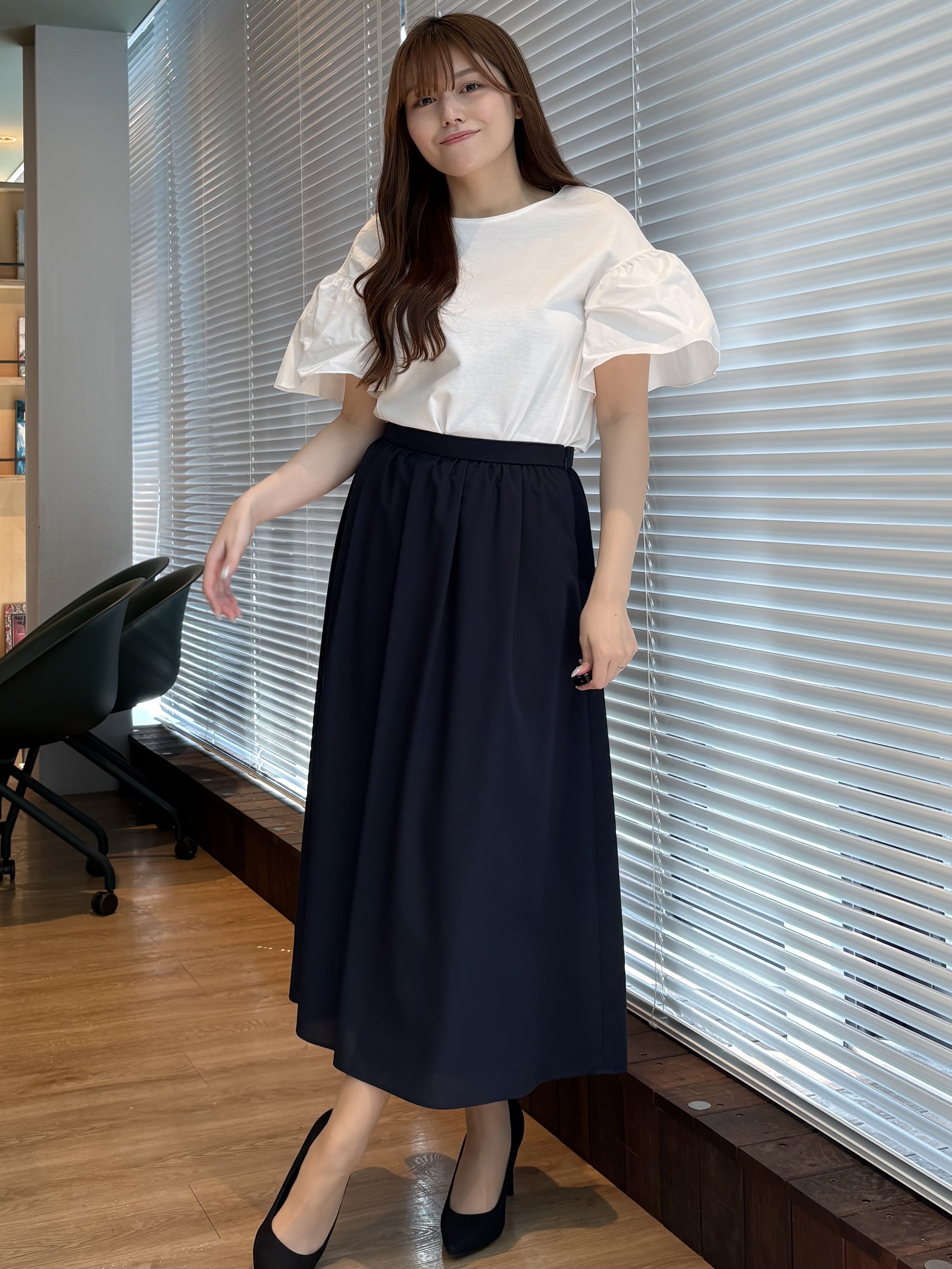 sayaさんの「COUP DE CHANCE｜【手洗い可／日本製】フレアスリーブプルオーバー」を使ったコーディネート