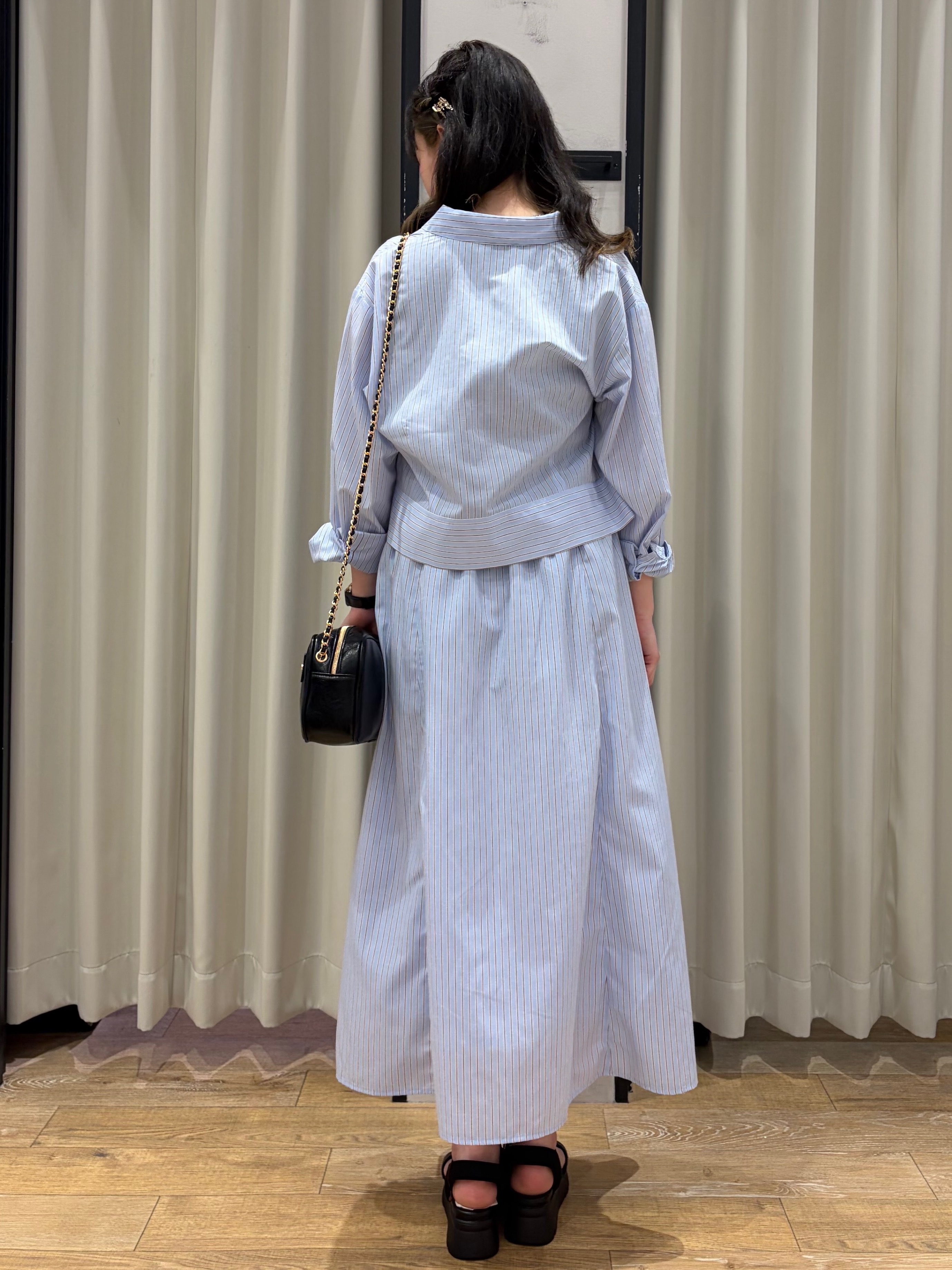 RUKAさんの「grove｜【イージーケア】麻混クロップドシャツ」を使ったコーディネート