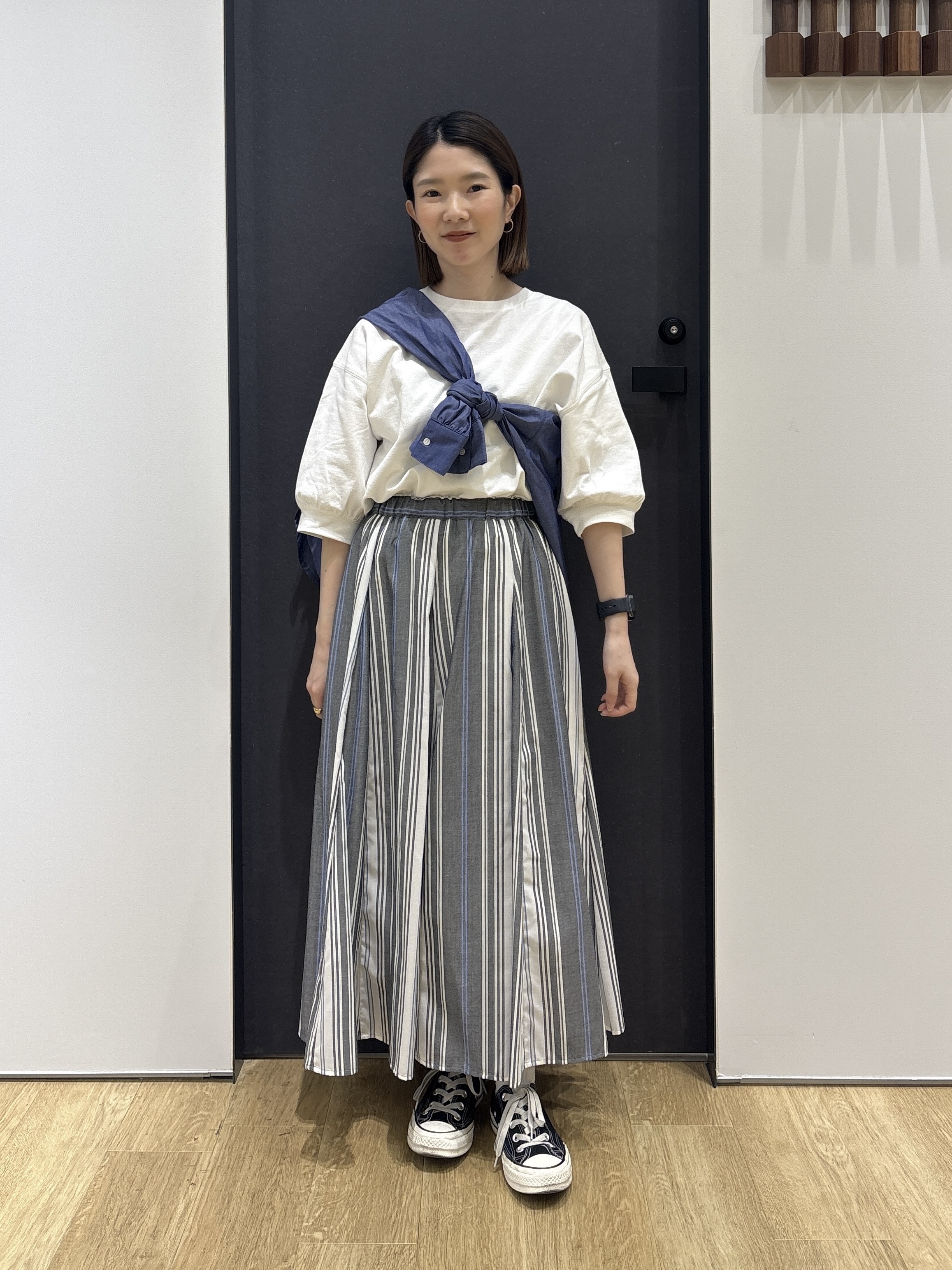 risaさんの「Dessin｜【360度可愛い】バックヘンリーカットソー5分袖」を使ったコーディネート