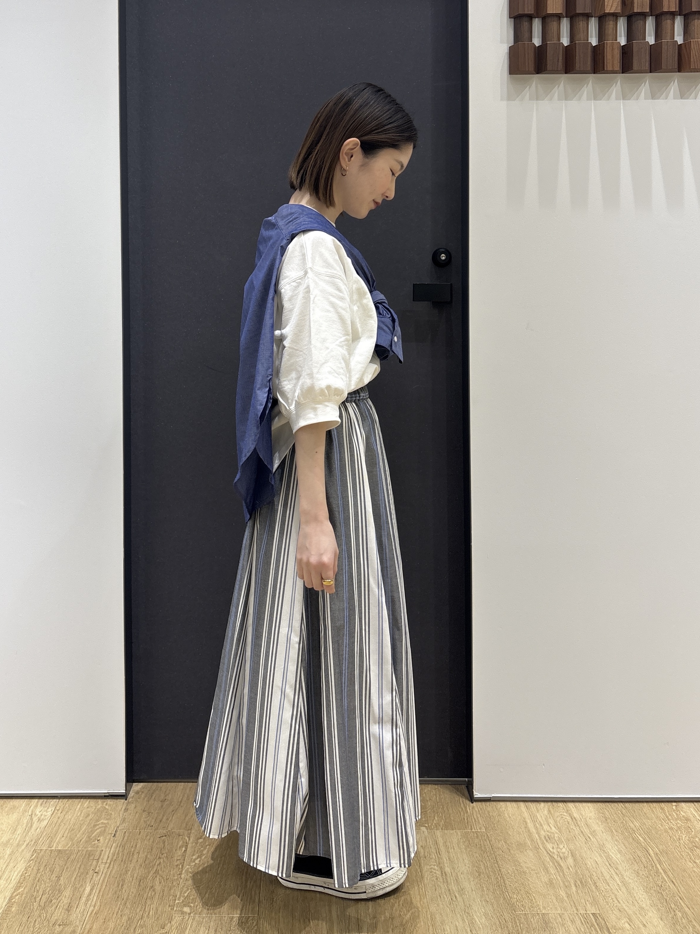 risaさんの「Dessin｜【360度可愛い】バックヘンリーカットソー5分袖」を使ったコーディネート