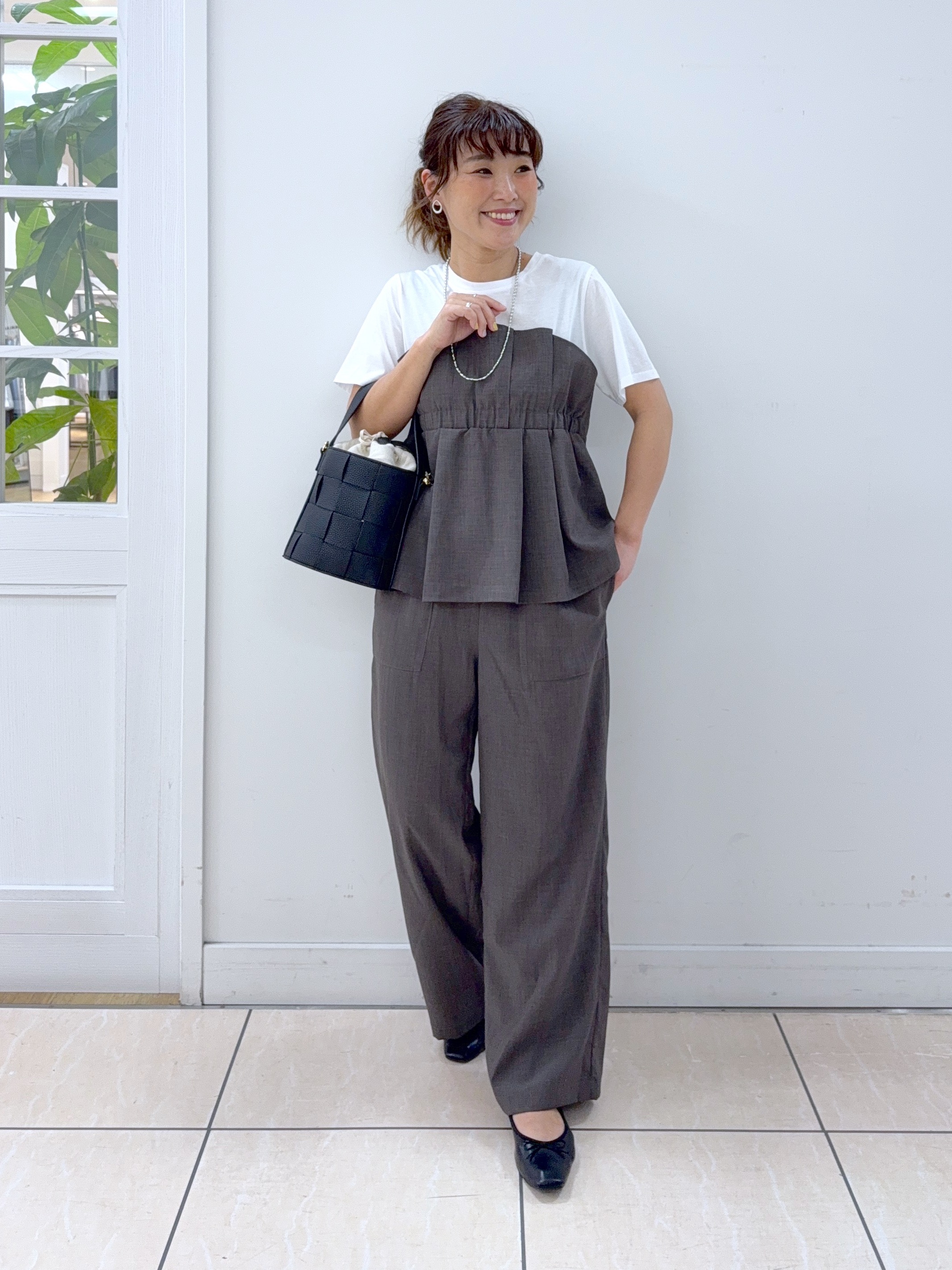 Osawaさんの「Dessin｜【セットアップ可/UVカット/洗える】ビスチェドッキングTシャツ」を使ったコーディネート