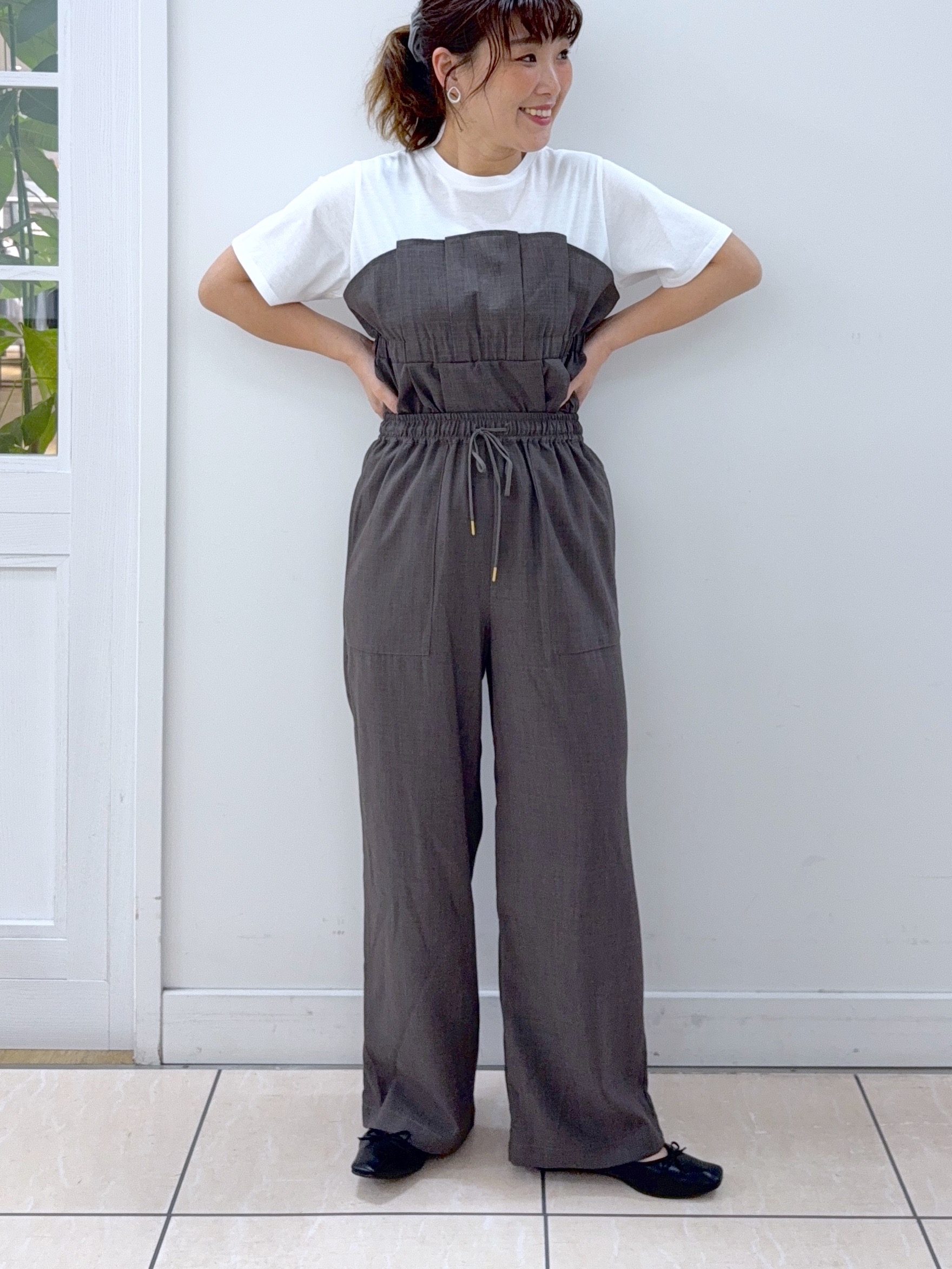 Osawaさんの「Dessin｜【セットアップ可/UVカット/洗える】ビスチェドッキングTシャツ」を使ったコーディネート