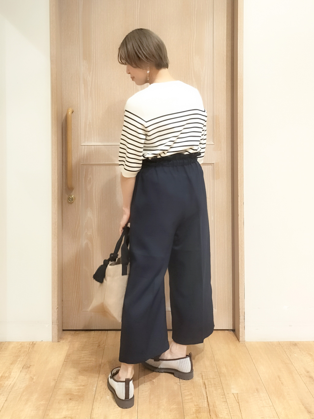 YUKIさんの「SHOO･LA･RUE｜【毎日洗える/S-LL/UV】上半身すっきり 二の腕見せない5分袖ニット」を使ったコーディネート