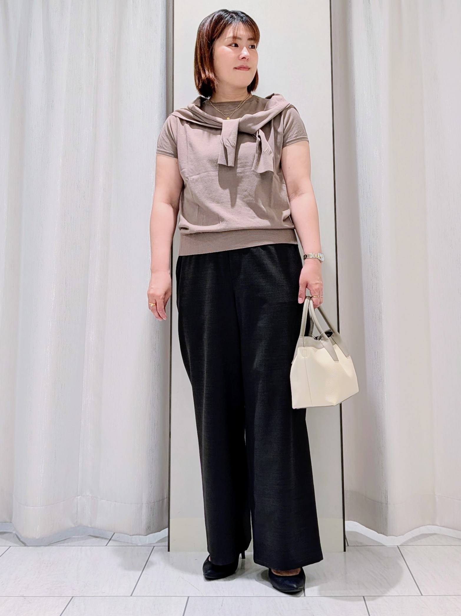 Onumaさんの「UNTITLED｜◆【9色展開/アンサンブル可】コットンクルーネックカーディガン」を使ったコーディネート