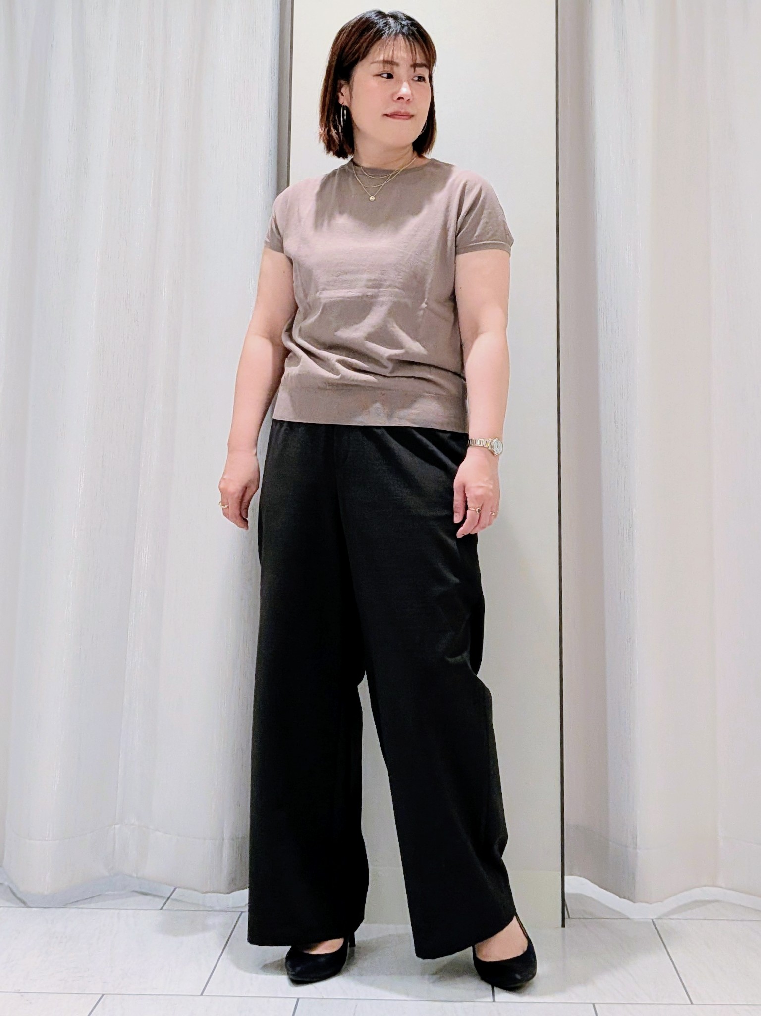 Onumaさんの「UNTITLED｜◆【9色展開/アンサンブル可】コットンクルーネックカーディガン」を使ったコーディネート