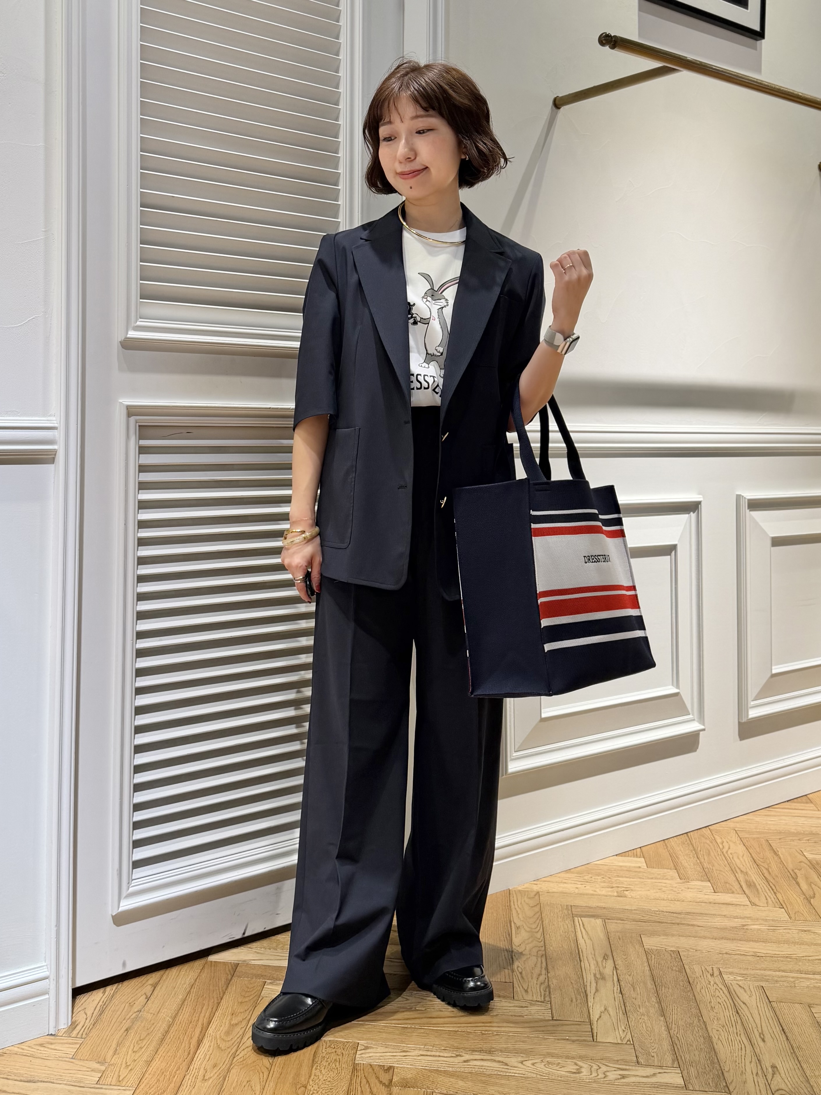 つじ まこさんの「DRESSTERIOR｜【接触冷感/セットアップ可】 2WAYストレッチスリークオータージャケット」を使ったコーディネート
