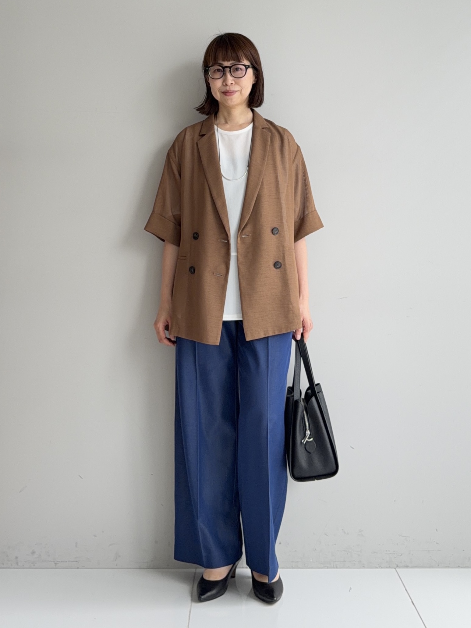 murayamaさんの「INDIVI｜【洗える／UVケア／SETUP可能】デニムライクワイドパンツ」を使ったコーディネート