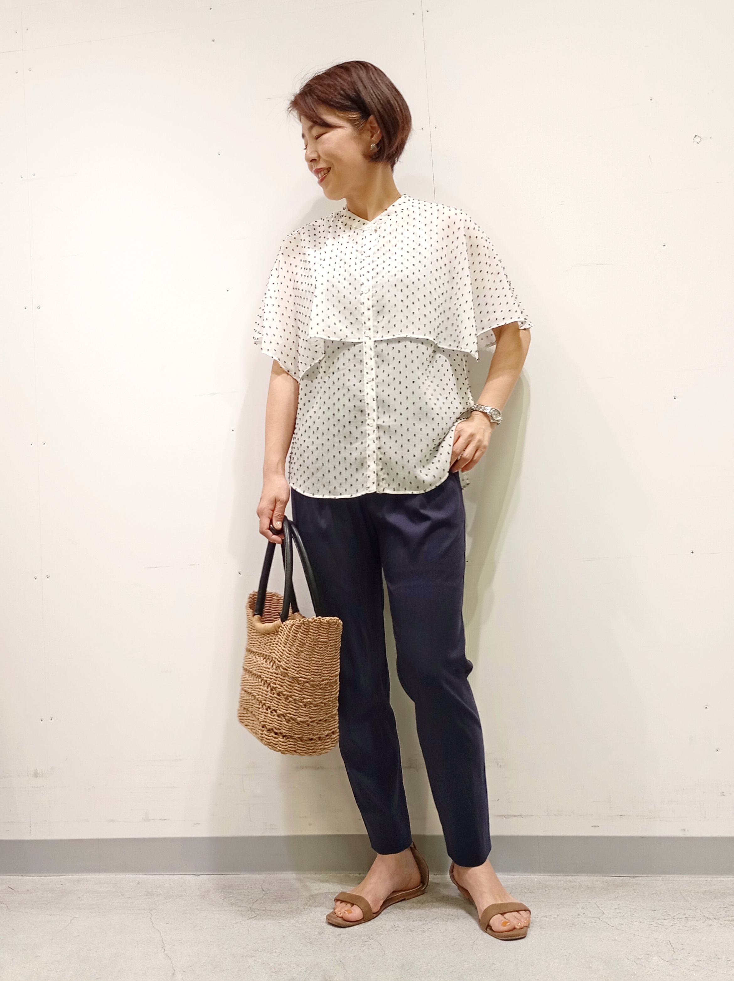 Kさんの「INDIVI｜【洗える／ドットモチーフ】ケープスリーブブラウス」を使ったコーディネート