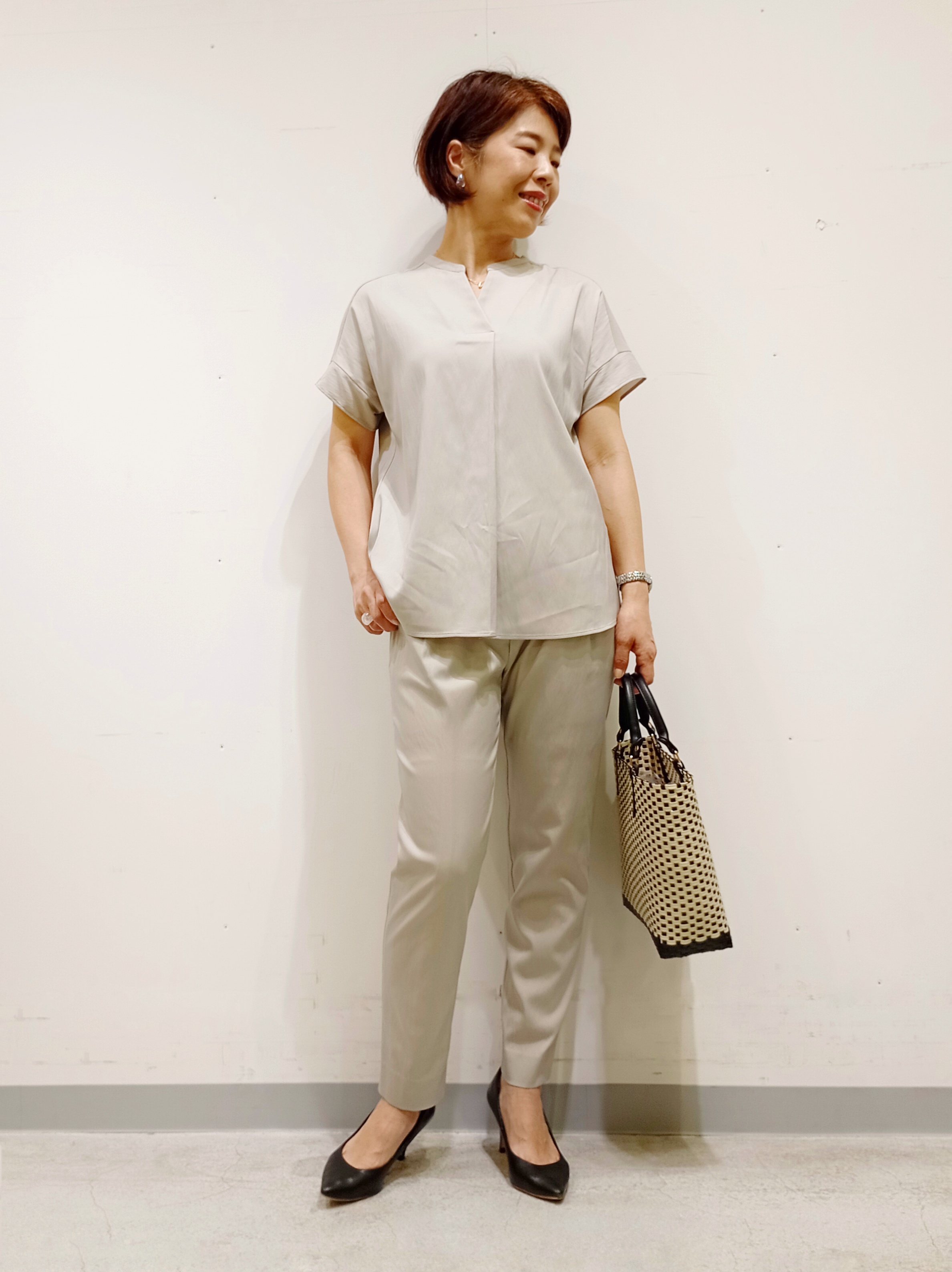 Kさんの「INDIVI｜【接触冷感／透湿／着る日傘】ノーカラージャケット」を使ったコーディネート