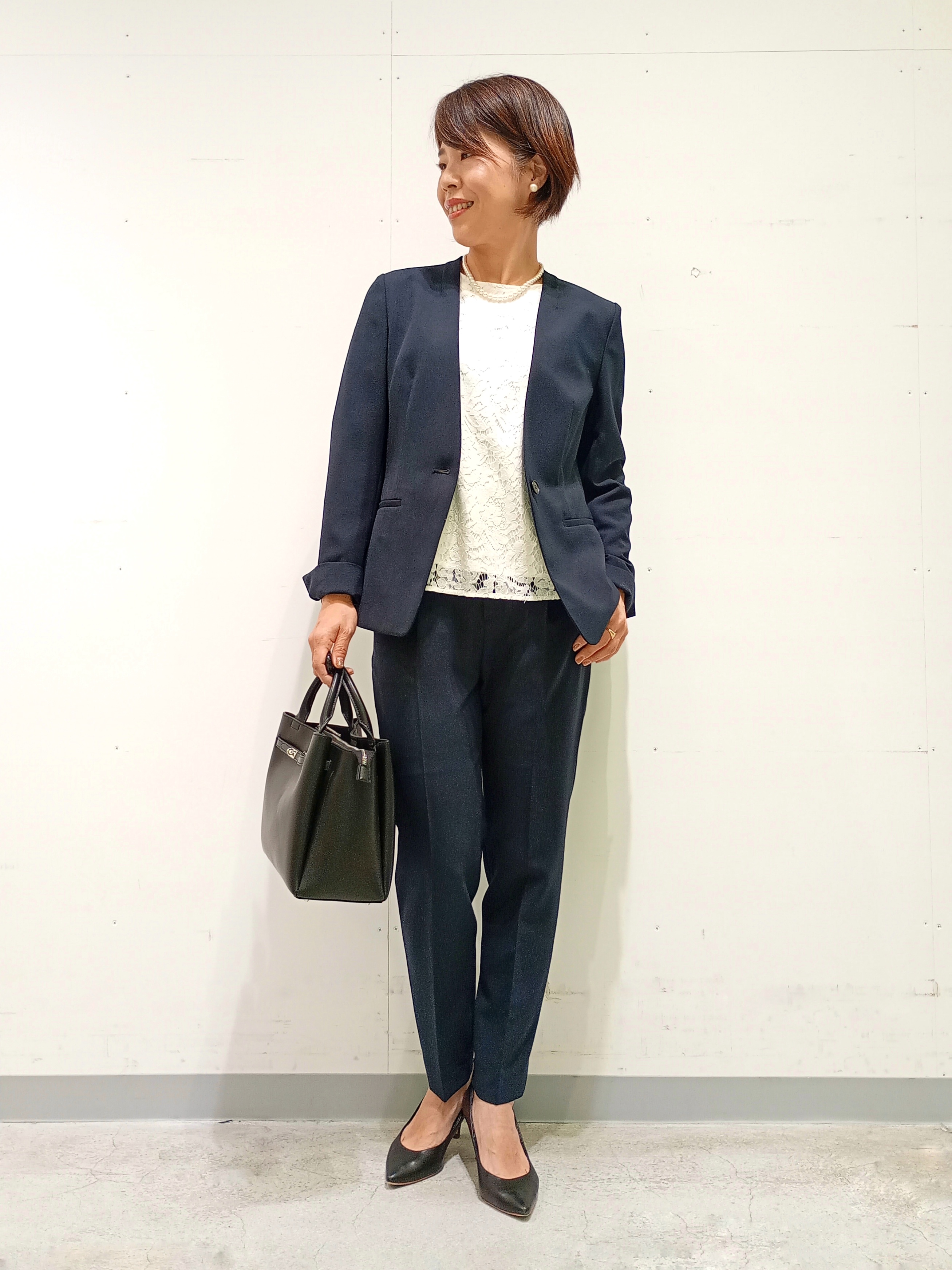 Kさんの「INDIVI｜【定番スーツ／UVケア／洗える】ウール調テーラードジャケット」を使ったコーディネート