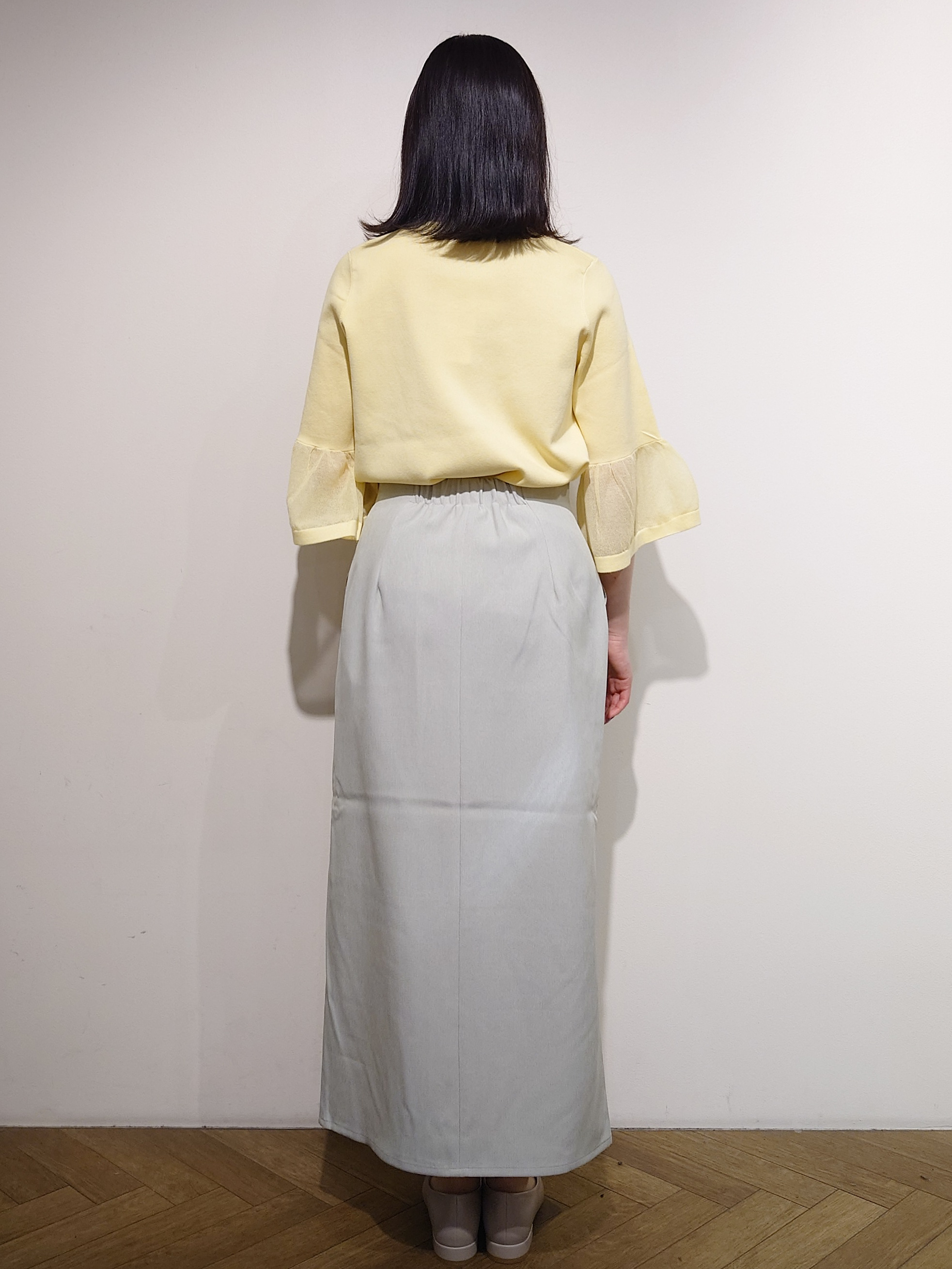 Uさんの「OPAQUE.CLIP｜シアーフレアスリーブニット【洗濯機OK／抗ピル】」を使ったコーディネート