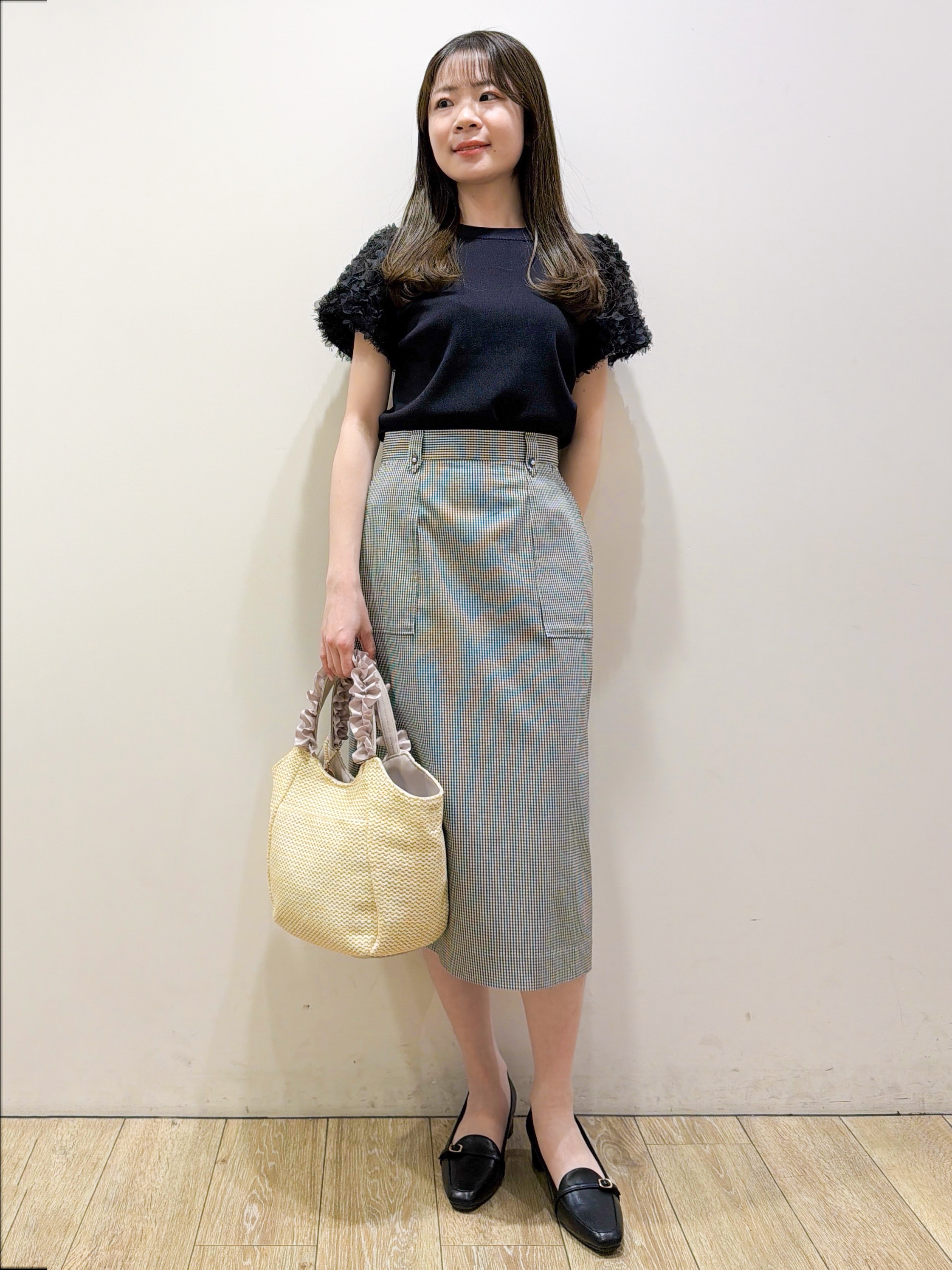 ayaさんの「index｜ドッキングシャギーレーススリーブニット【洗濯機OK】」を使ったコーディネート