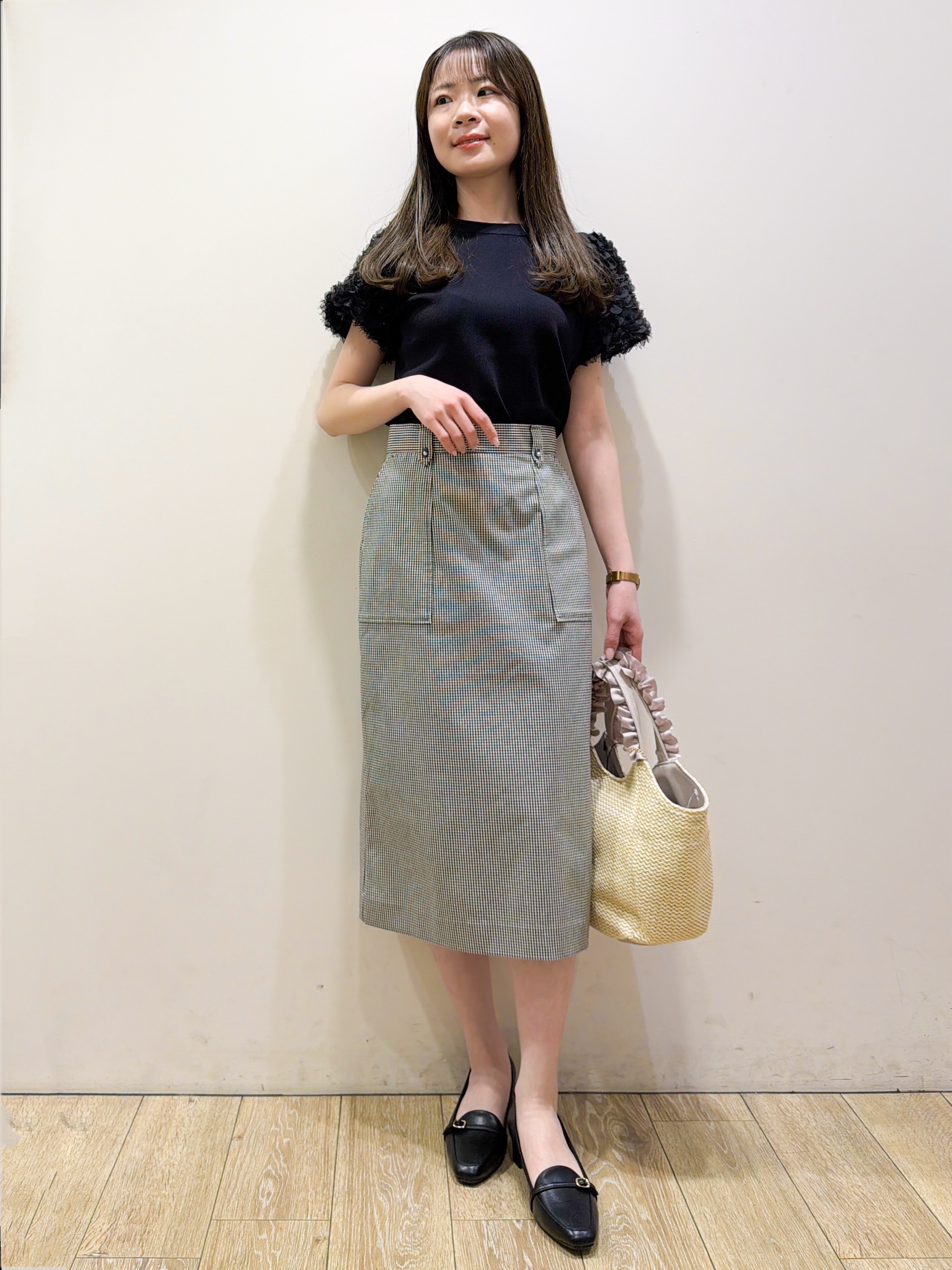 ayaさんの「index｜ドッキングシャギーレーススリーブニット【洗濯機OK】」を使ったコーディネート