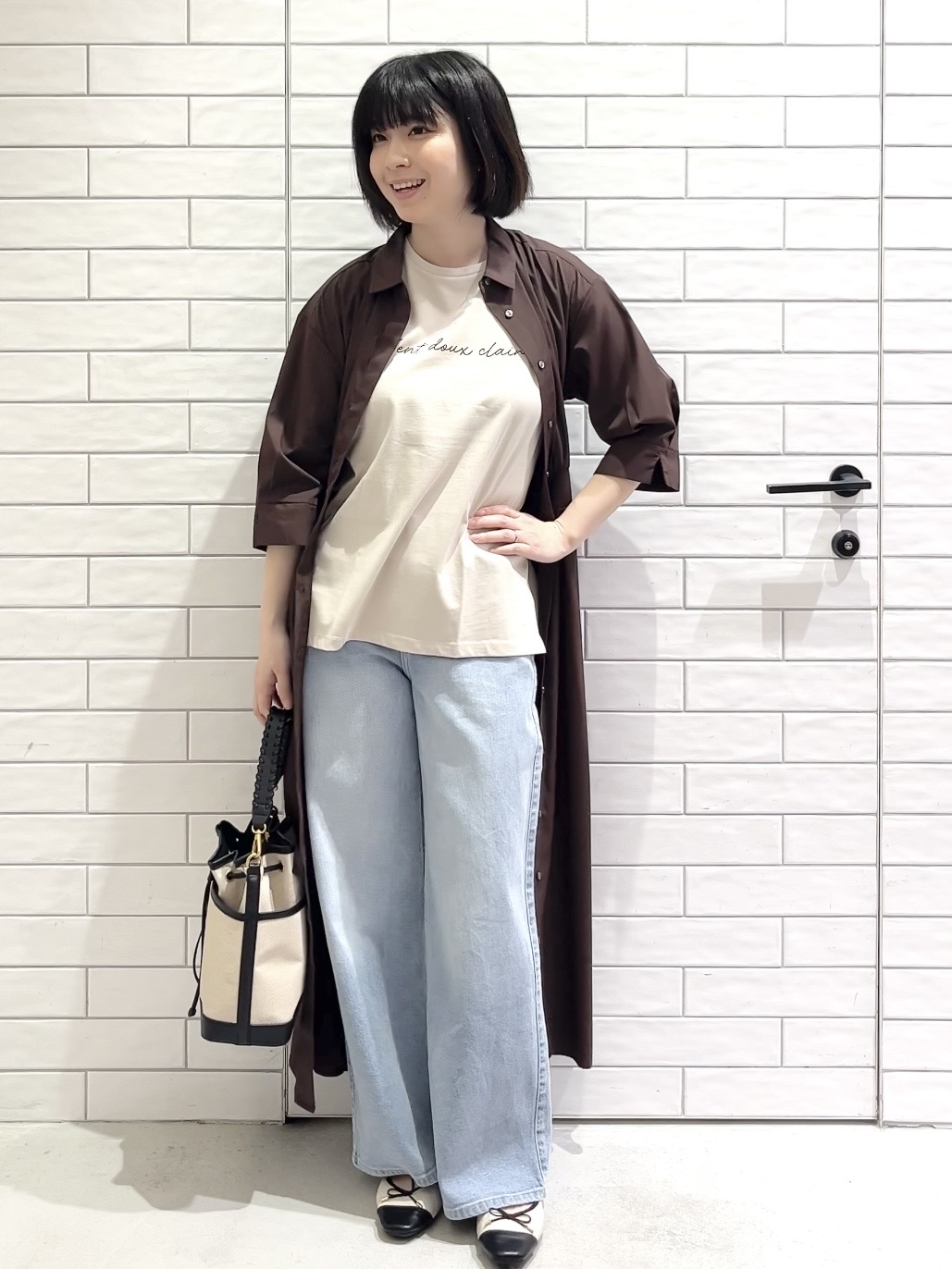 しおりさんの「OPAQUE.CLIP｜リボンベルト付きシャツワンピース【洗濯機OK／防シワ加工】」を使ったコーディネート