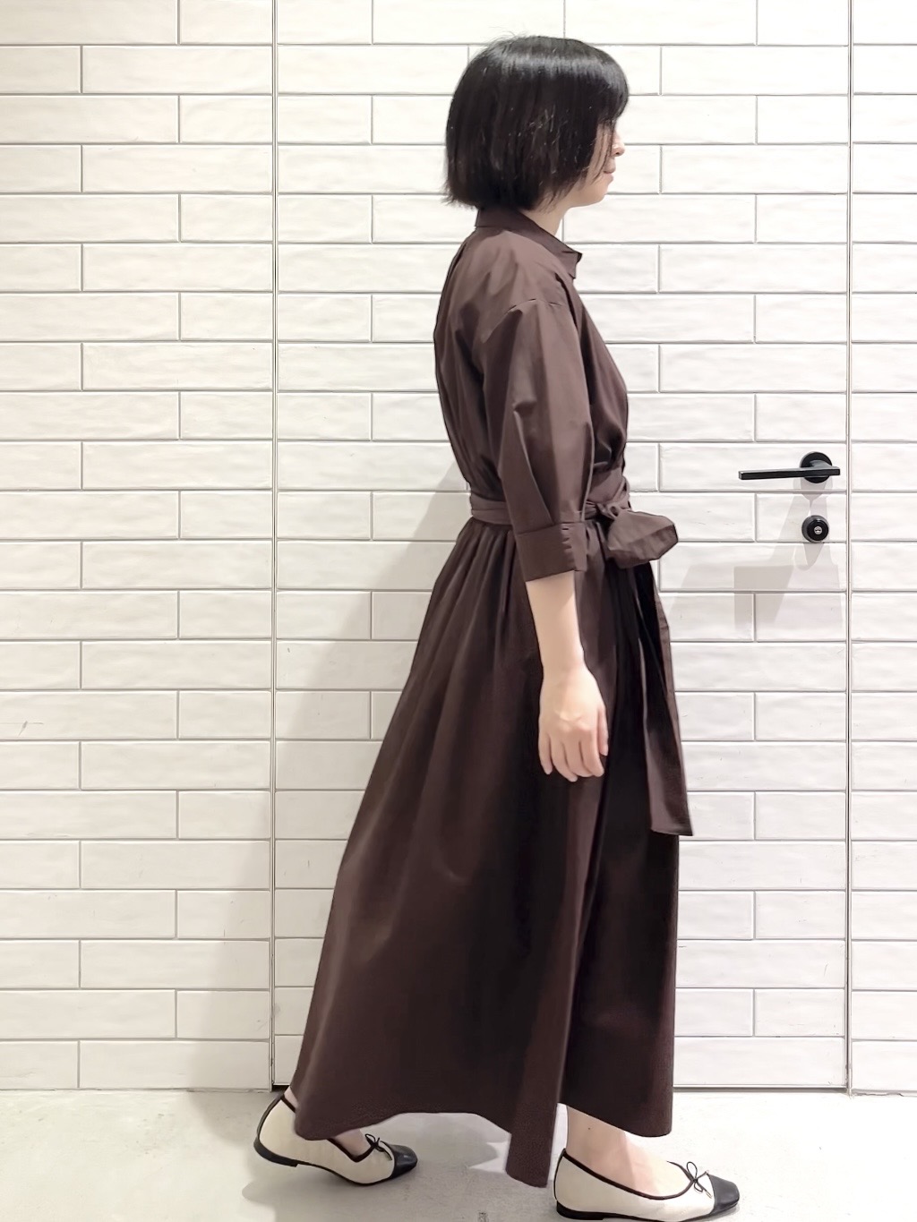 しおりさんの「OPAQUE.CLIP｜リボンベルト付きシャツワンピース【洗濯機OK／防シワ加工】」を使ったコーディネート