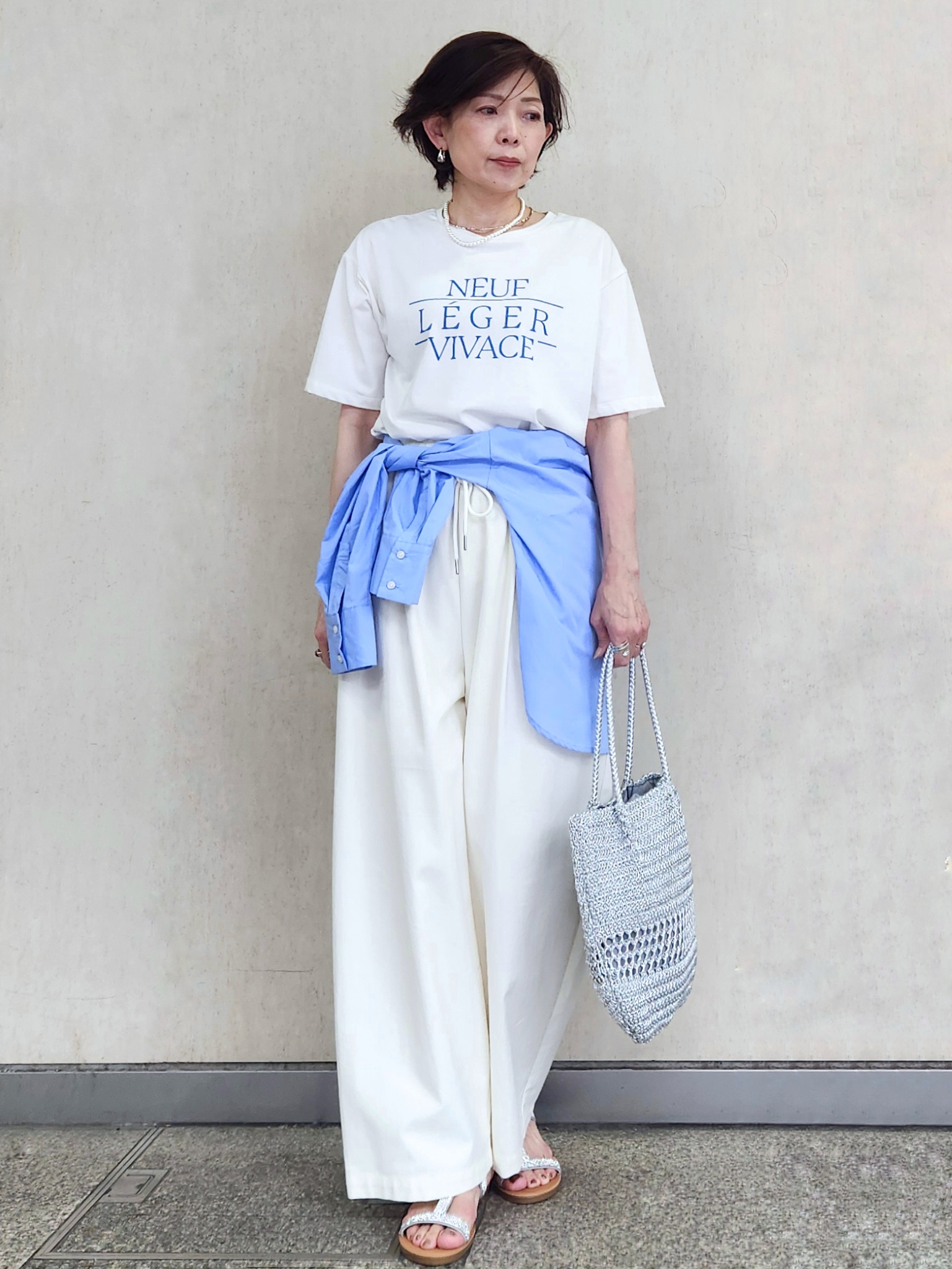 milkyさんの「OPAQUE.CLIP｜ロゴプリントアソートTシャツ【洗濯機OK】」を使ったコーディネート
